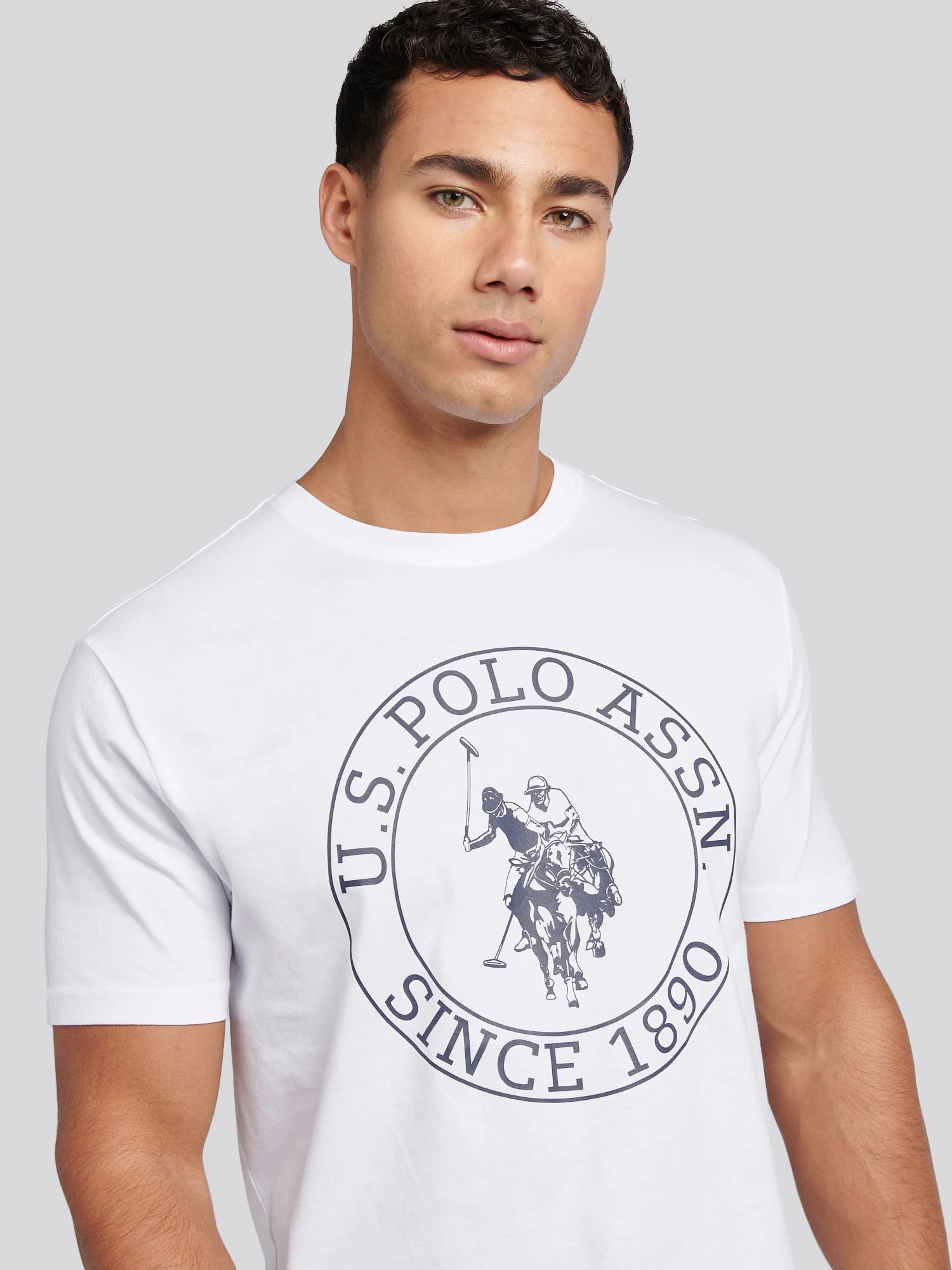 Mens Circle Print T-Shirt in Bright White - Image 2