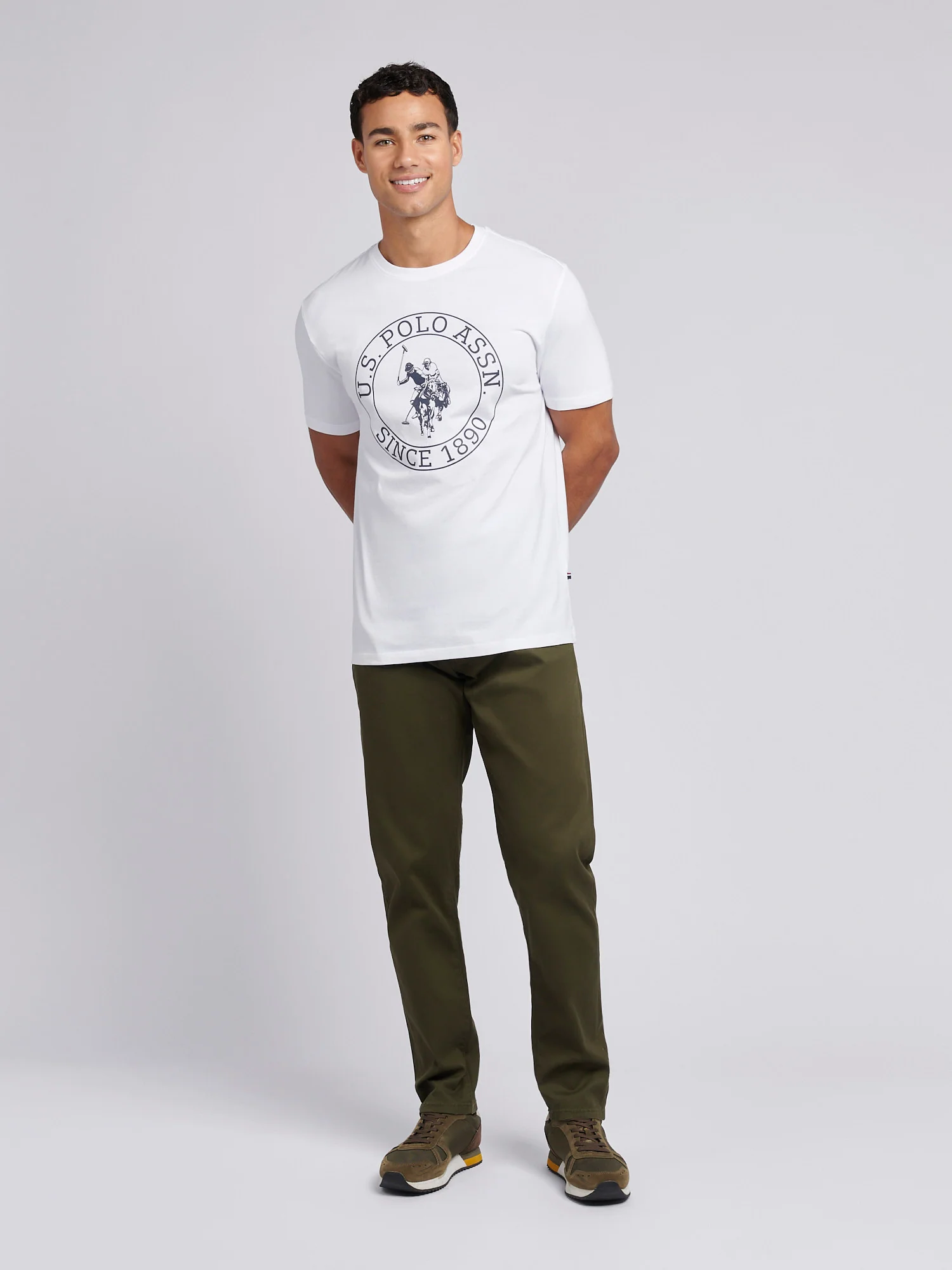 Mens Circle Print T-Shirt in Bright White - Image 3