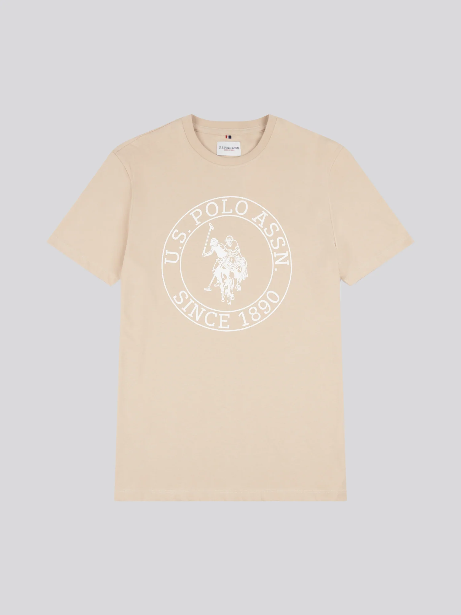 Mens Circle Print T-Shirt in Doeskin - Image 5