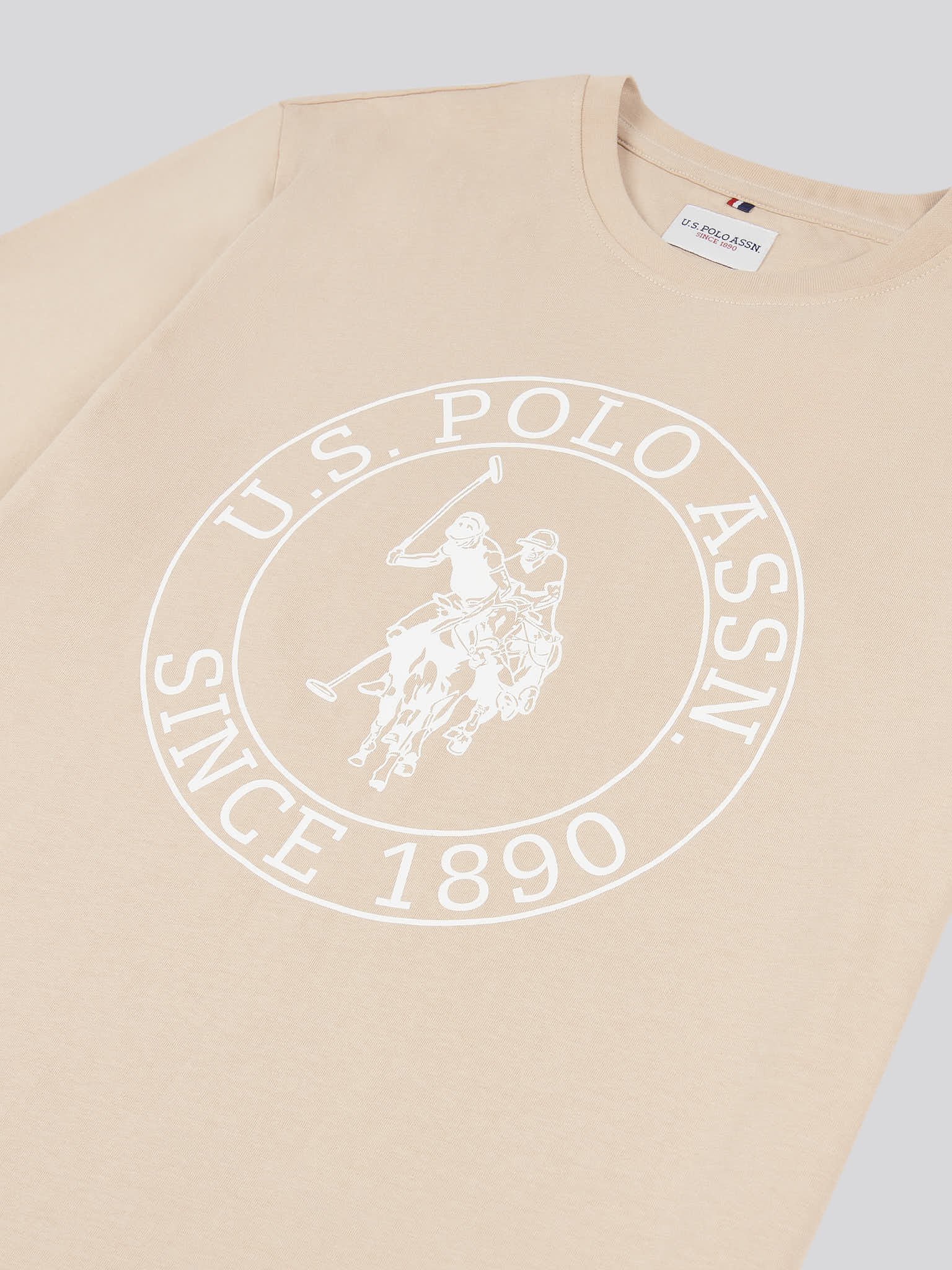 Mens Circle Print T-Shirt in Doeskin - Image 7
