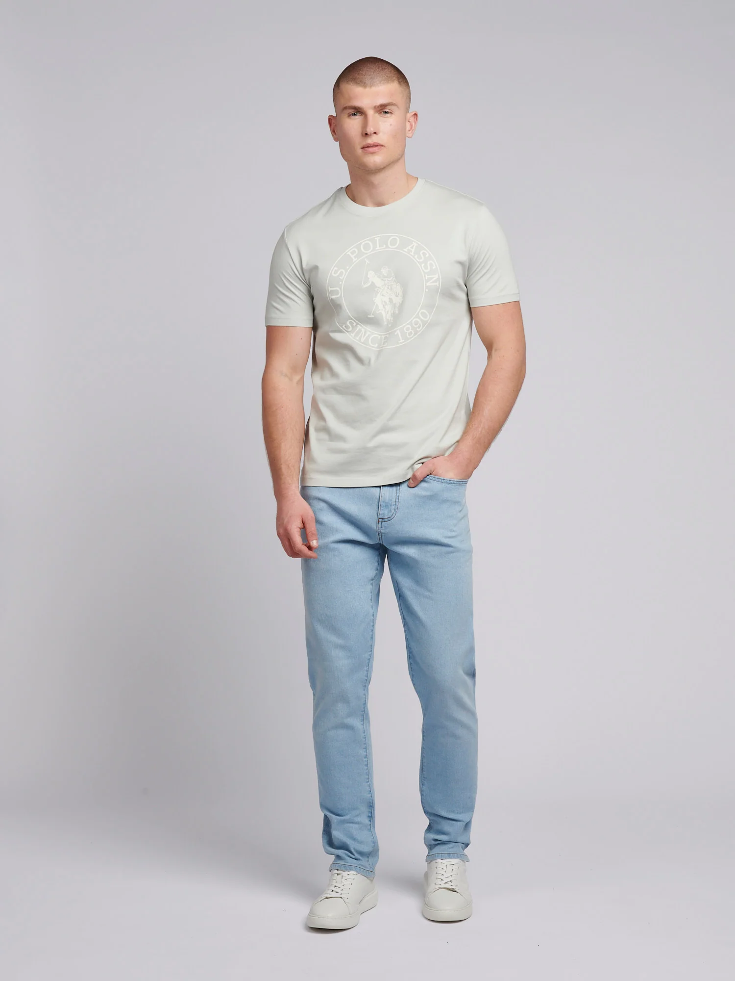 Mens Circle Print T-Shirt in Northern Droplet - Image 3