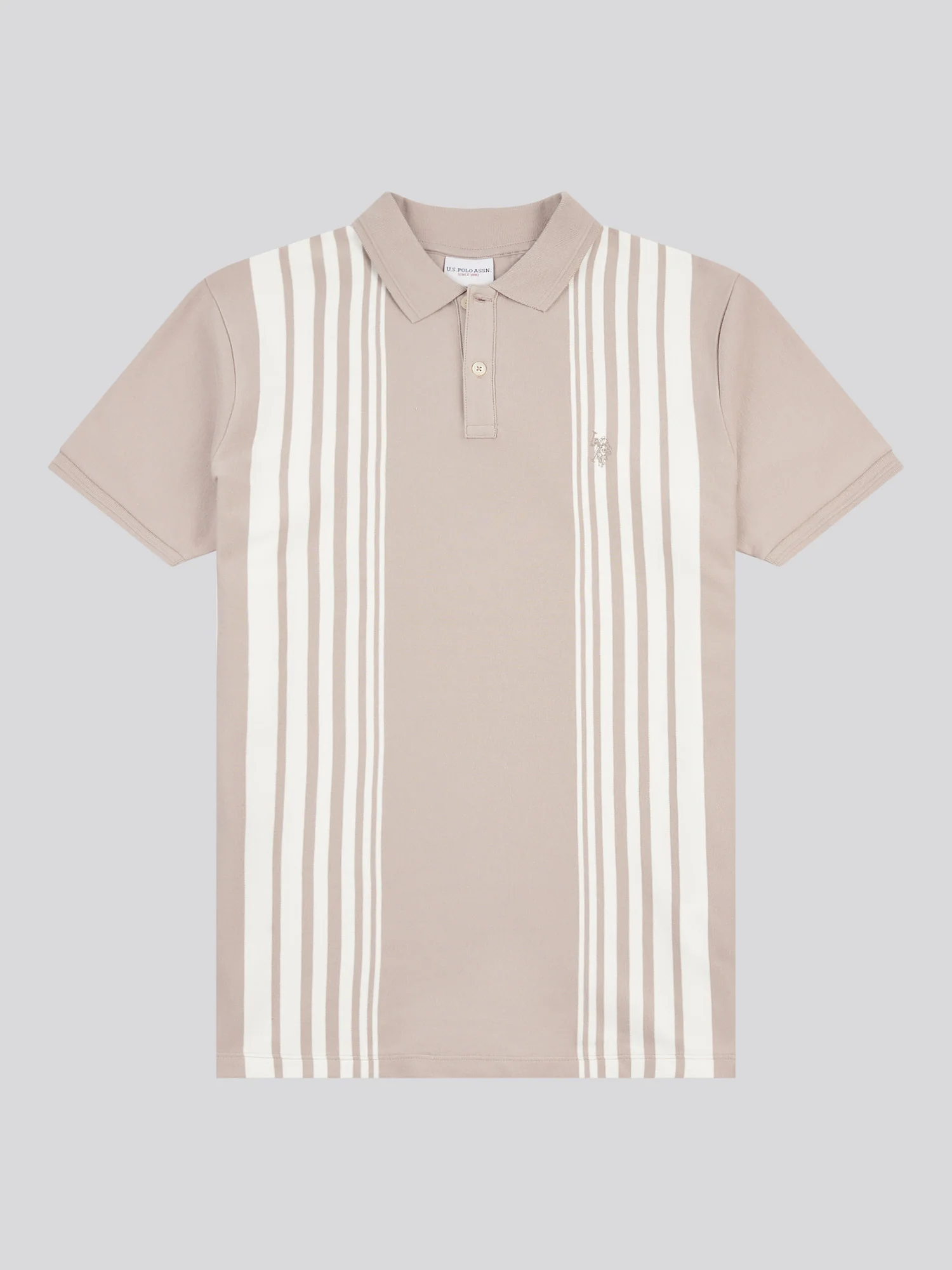 Mens Vertical Stripe Polo Shirt in Atmosphere - Image 5