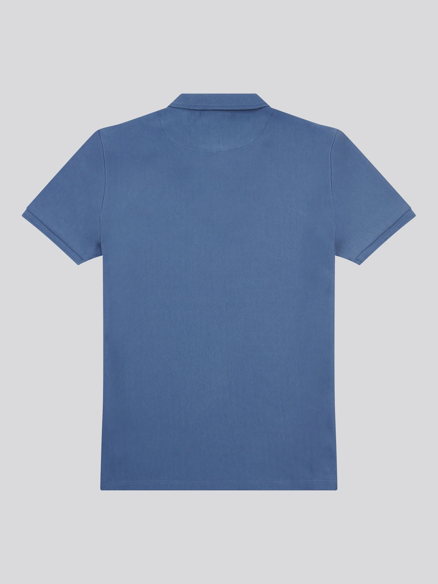 Mens Vertical Stripe Polo Shirt in Vintage Indigo - Image 5