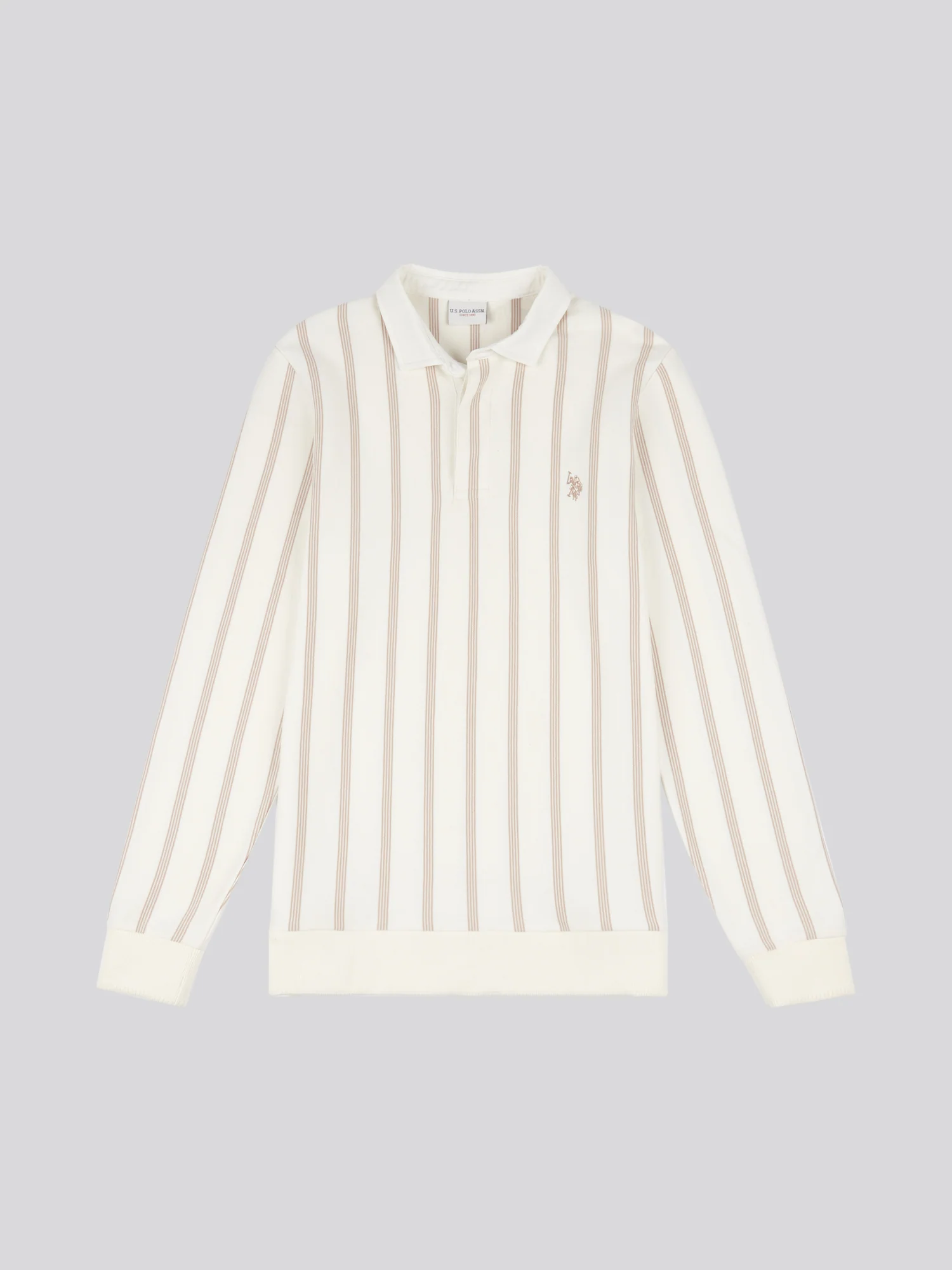 Mens Vertical Stripe Sweat Rugby in Whisper White - Image 5