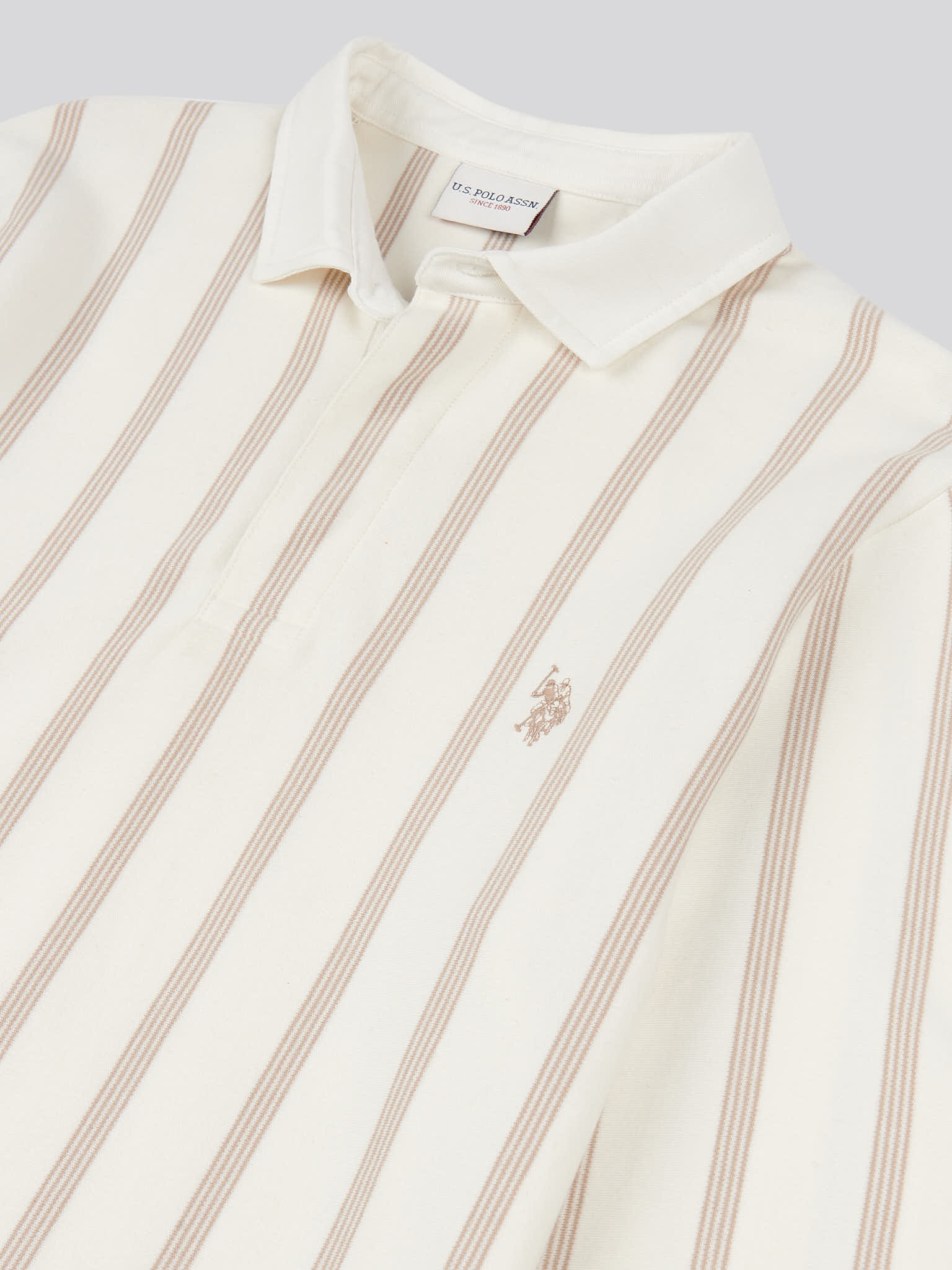Mens Vertical Stripe Sweat Rugby in Whisper White - Image 7