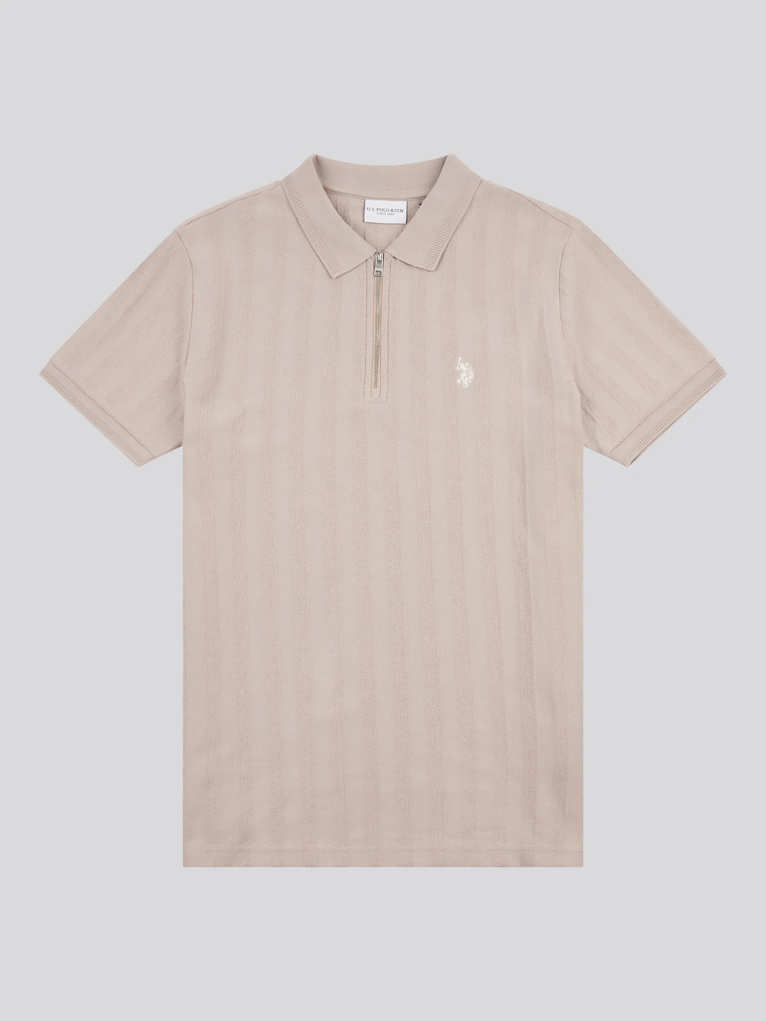 Mens Vertical Stripe Texture Polo Shirt in Atmosphere - Image 5