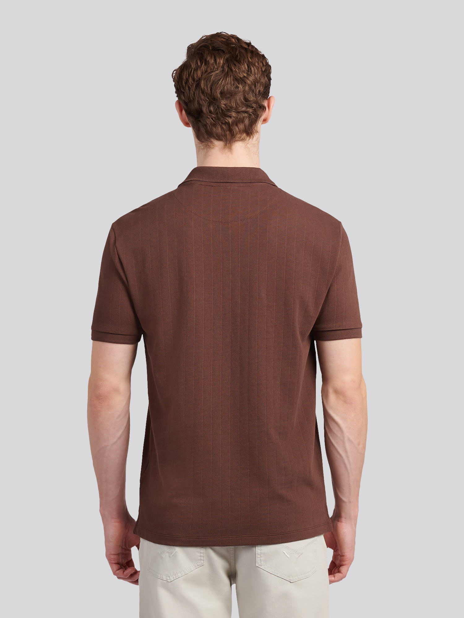 Mens Vertical Texture Polo Shirt in Chocolate Martini - Image 4