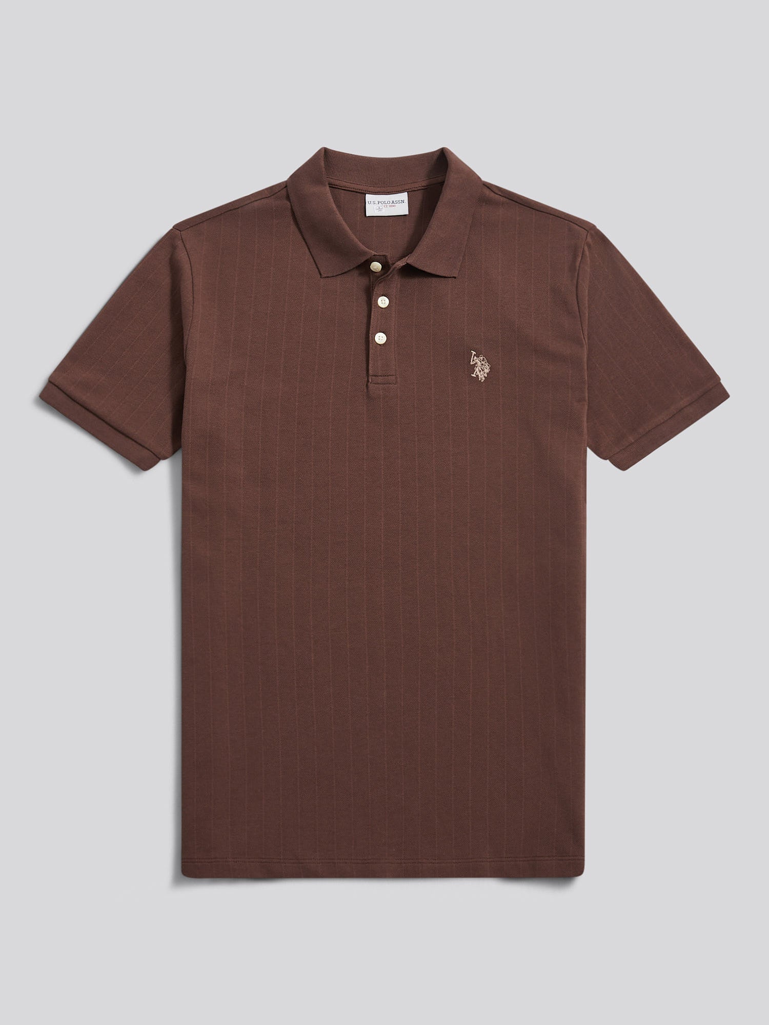 Mens Vertical Texture Polo Shirt in Chocolate Martini - Image 5