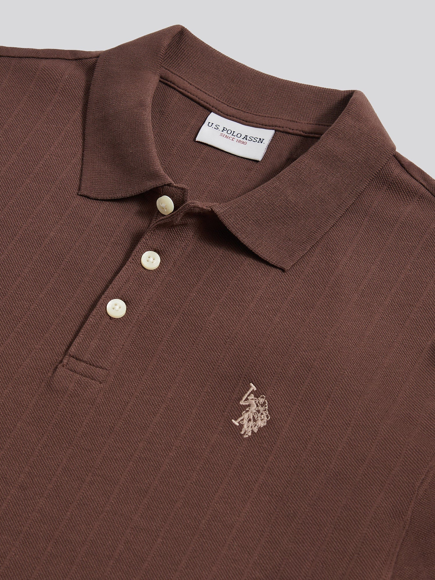 Mens Vertical Texture Polo Shirt in Chocolate Martini - Image 7