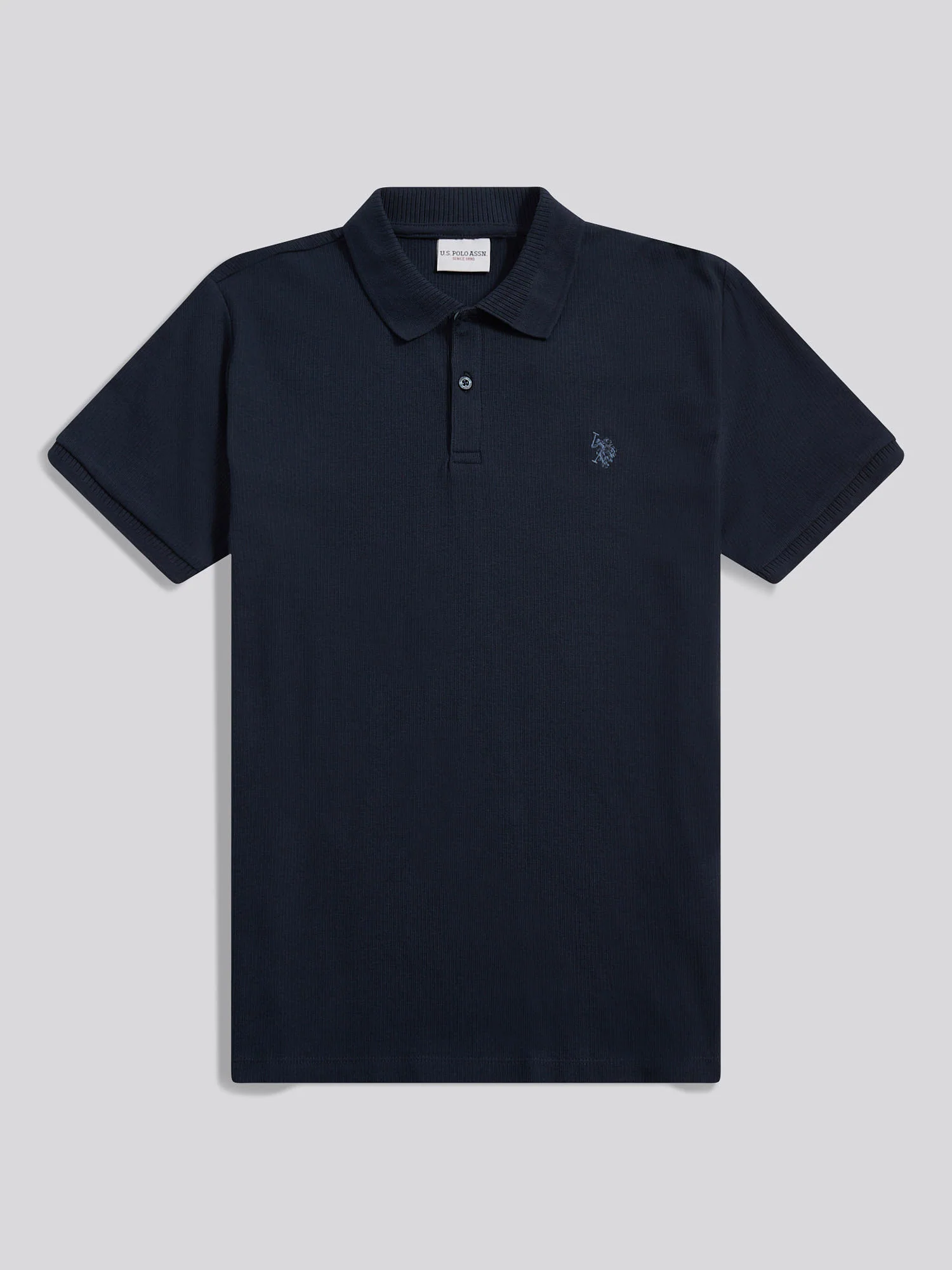 Mens Vertical Texture Polo Shirt in Dark Sapphire Navy / Moonlight Blue DHM - Image 5