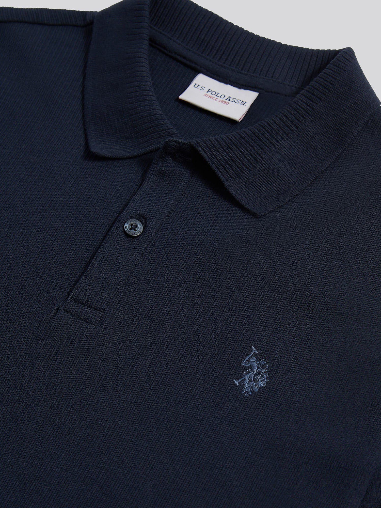 Mens Vertical Texture Polo Shirt in Dark Sapphire Navy / Moonlight Blue DHM - Image 7