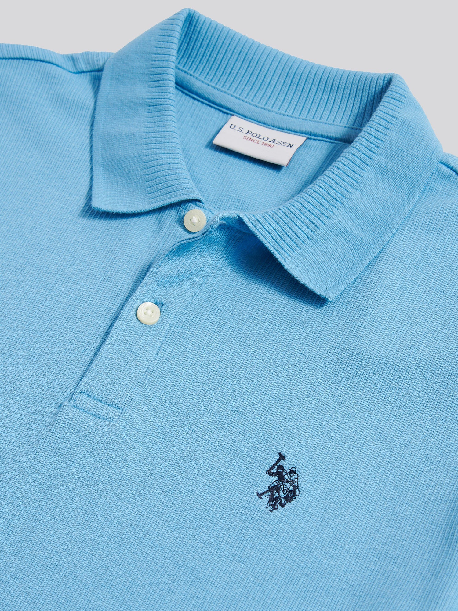 Mens Vertical Texture Polo Shirt in Heritage Blue - Image 7