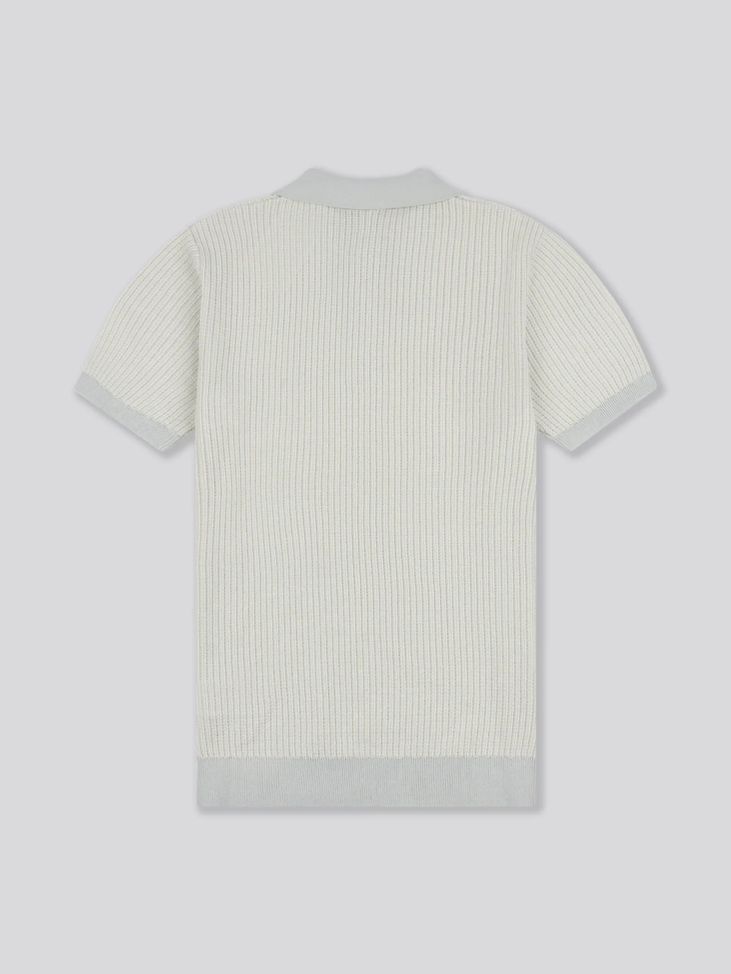 Mens Vertical Texture Stripe Knit Polo Shirt in Northern Droplet - Image 6