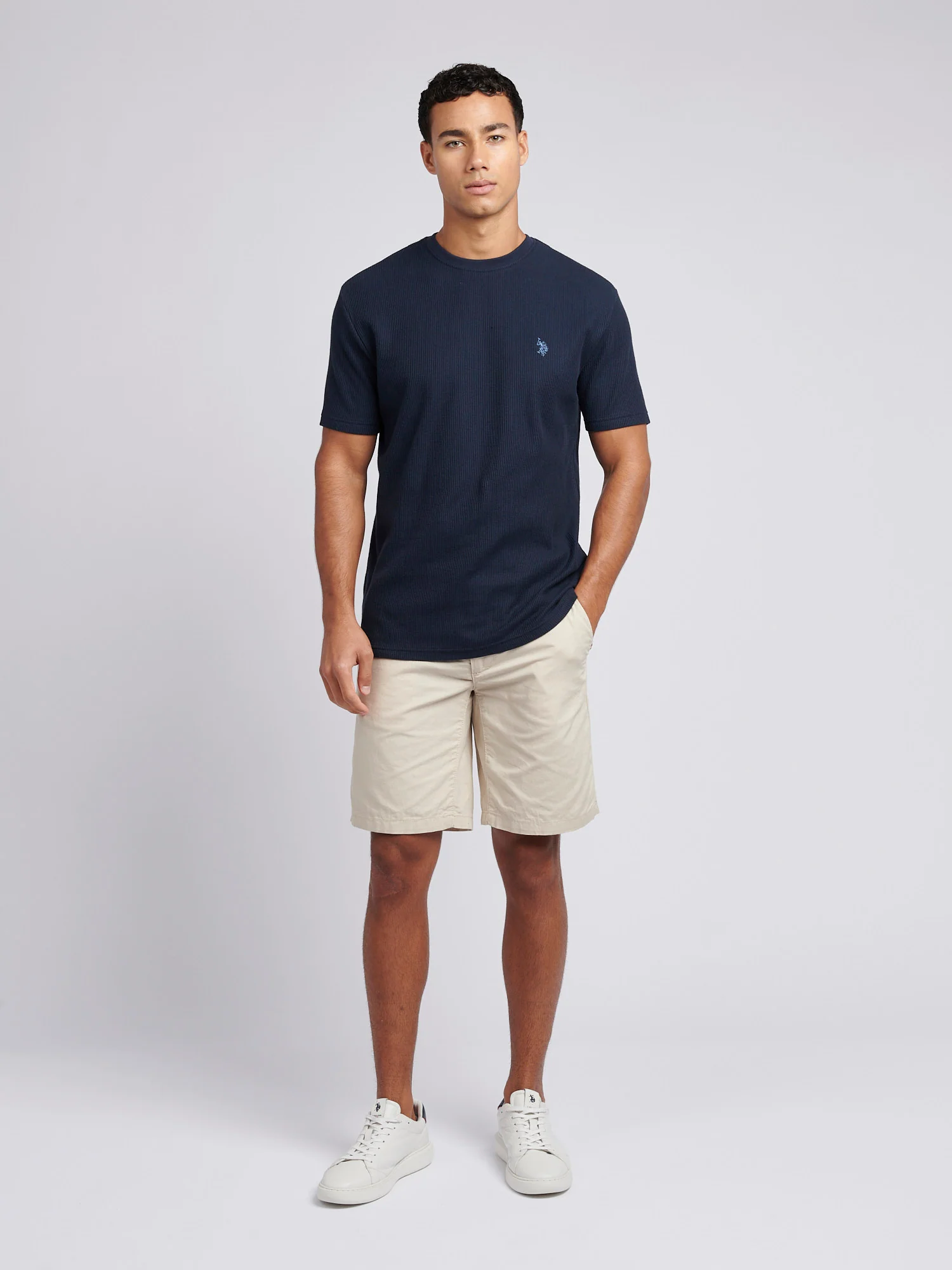 Mens Vertical Texture T-Shirt in Dark Sapphire Navy / Moonlight Blue DHM - Image 3