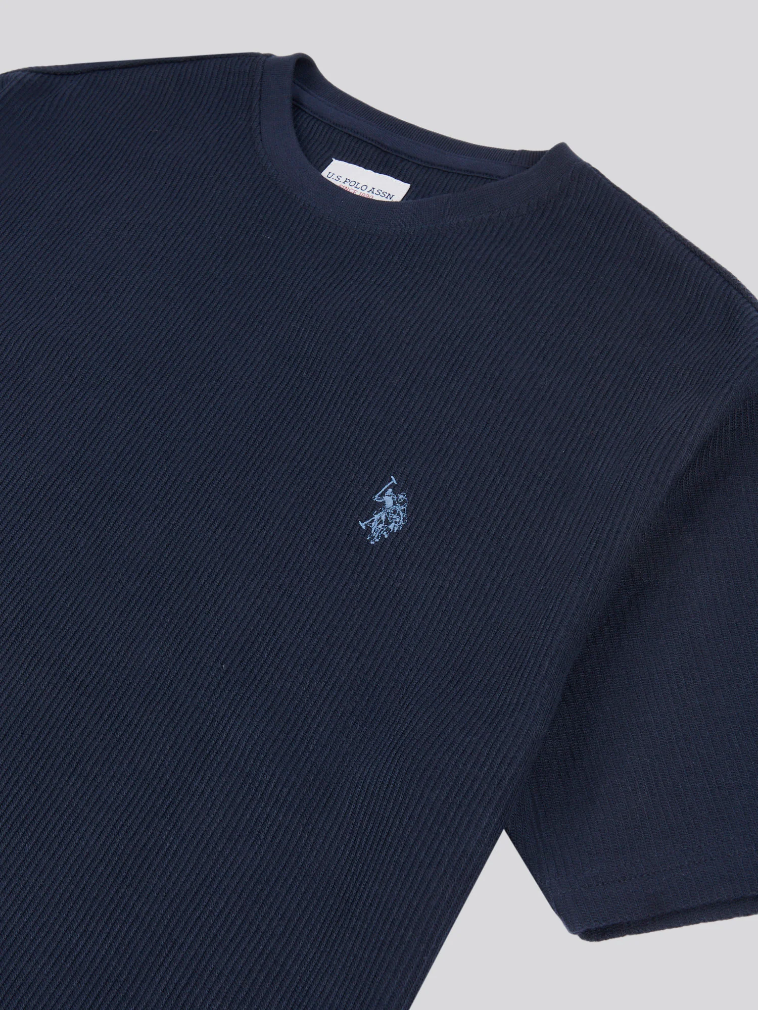 Mens Vertical Texture T-Shirt in Dark Sapphire Navy / Moonlight Blue DHM - Image 8