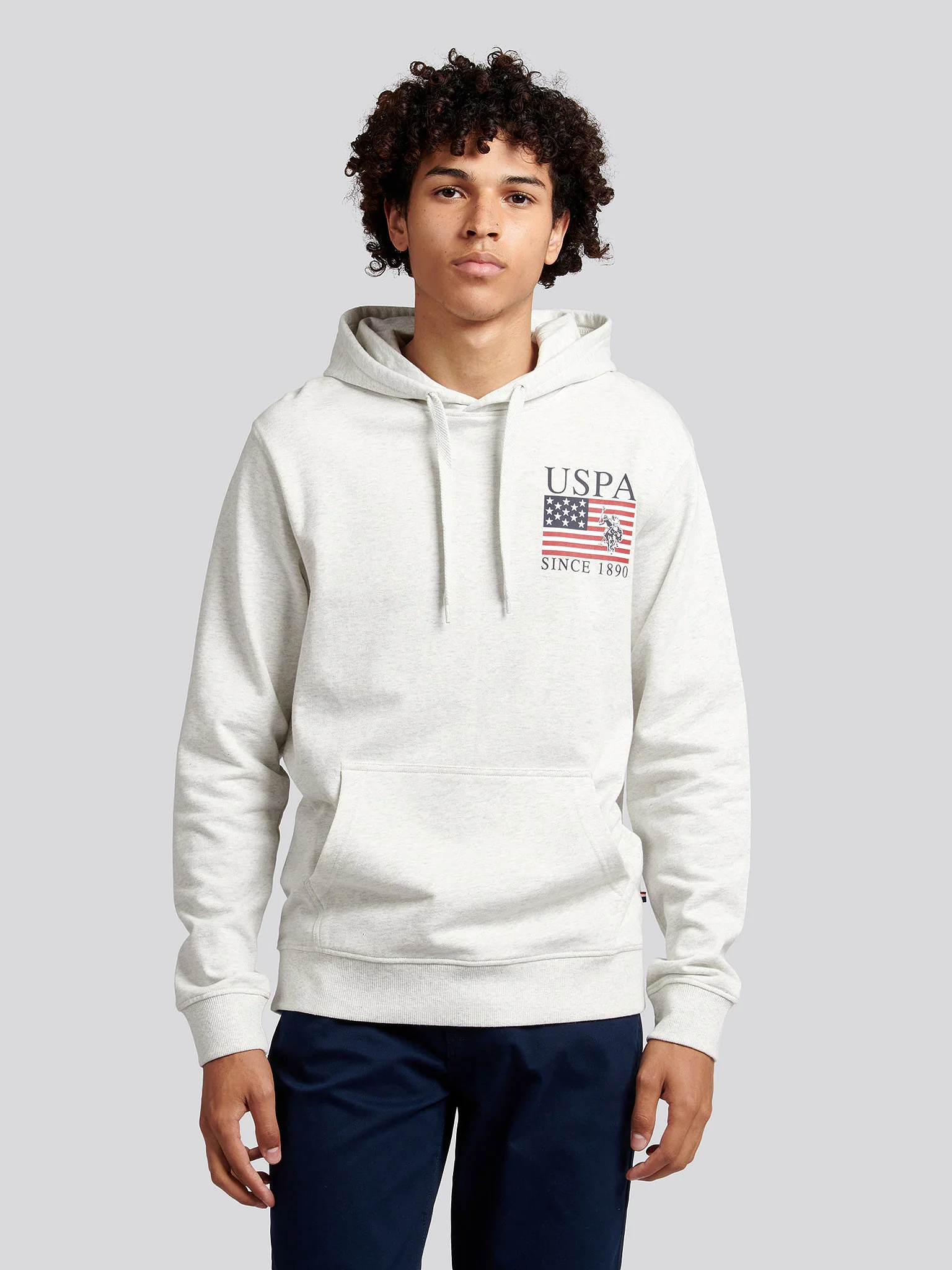 Mens Vintage 1890 Hoodie in Light Grey Marl - Image 4