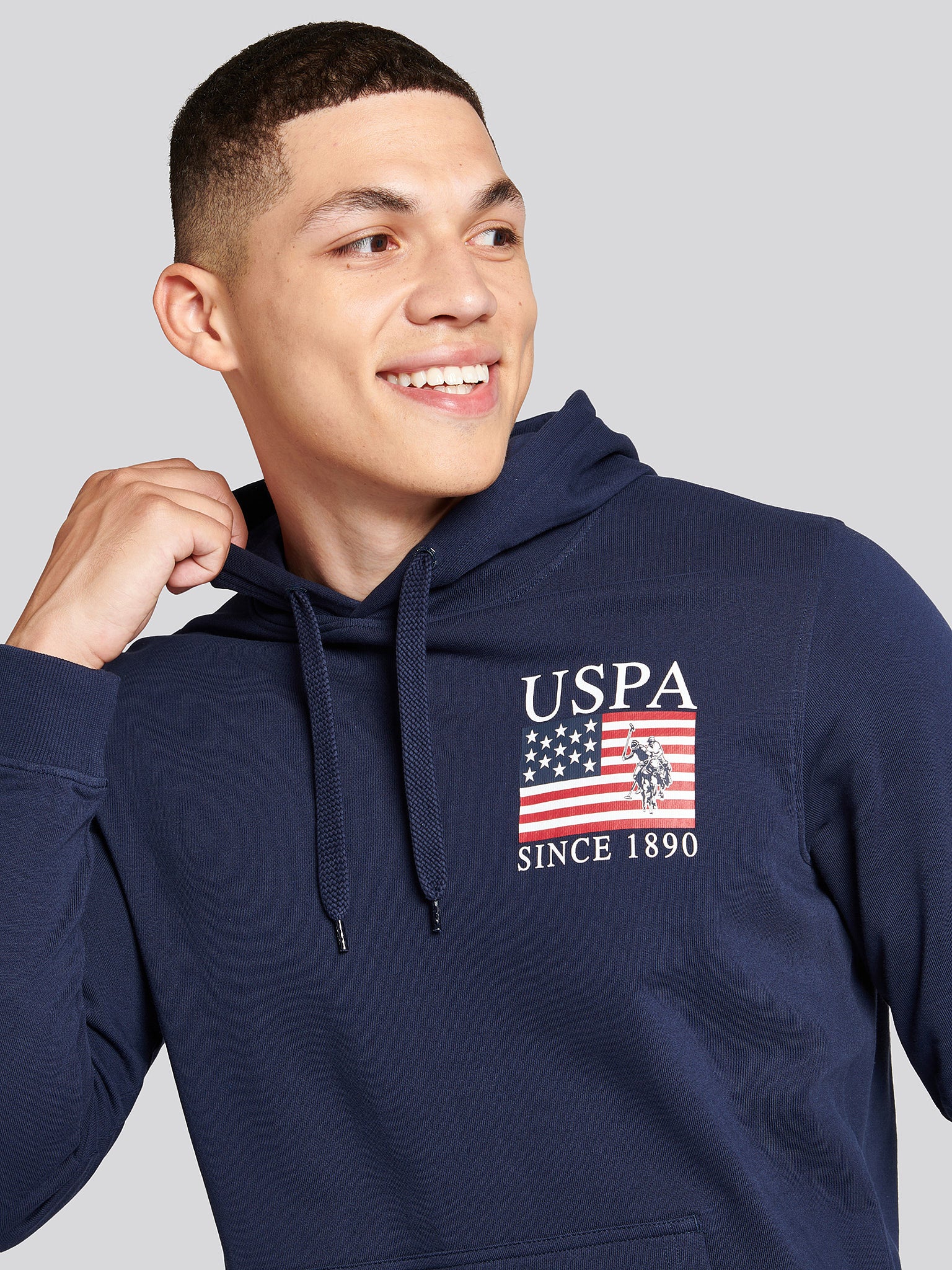 Mens Vintage 1890 Hoodie in Navy Blue - Image 3