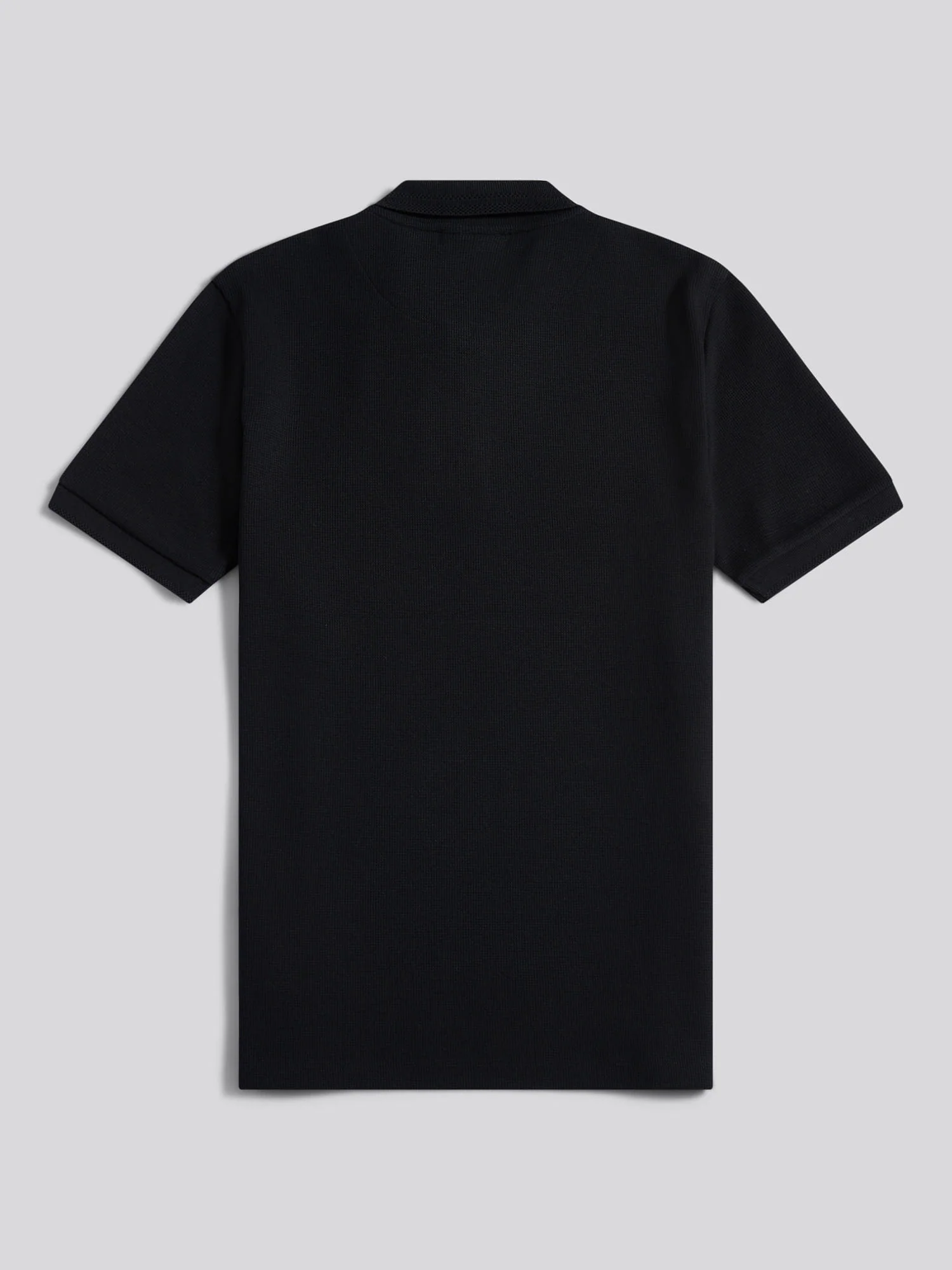 Mens Waffle Texture Polo Shirt in Black - Image 6