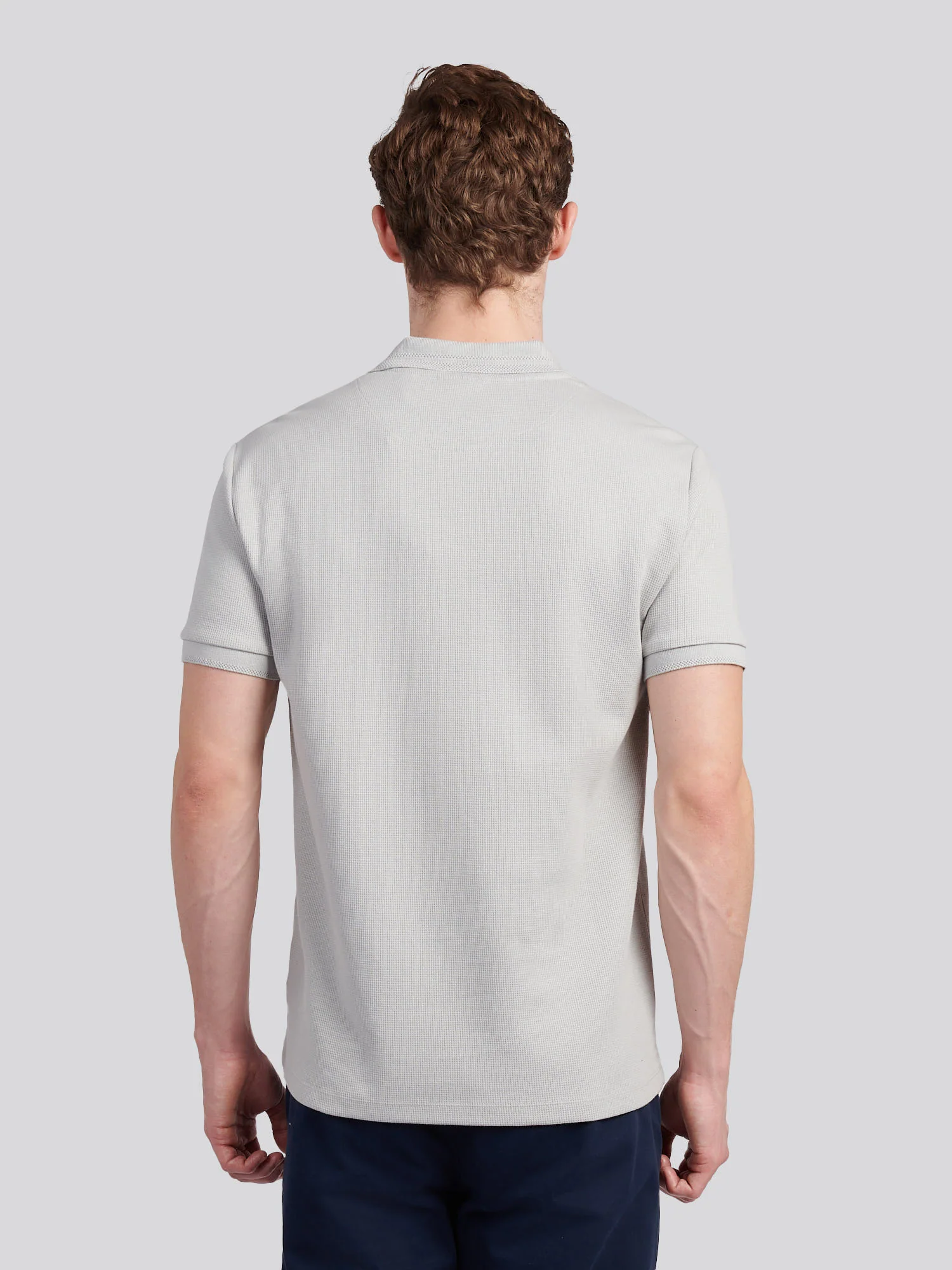 Mens Waffle Texture Polo Shirt in High Rise - Image 3