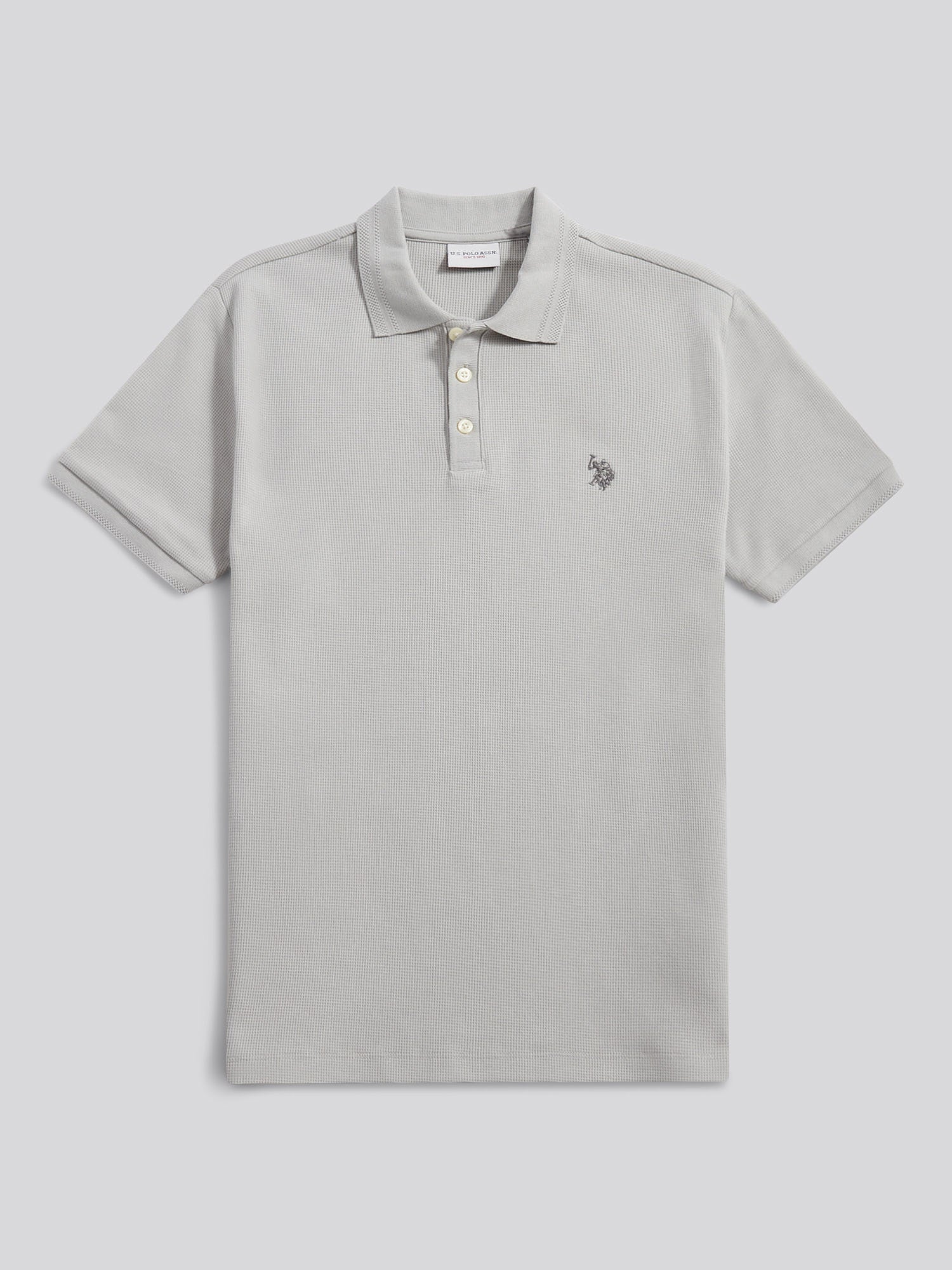 Mens Waffle Texture Polo Shirt in High Rise - Image 5