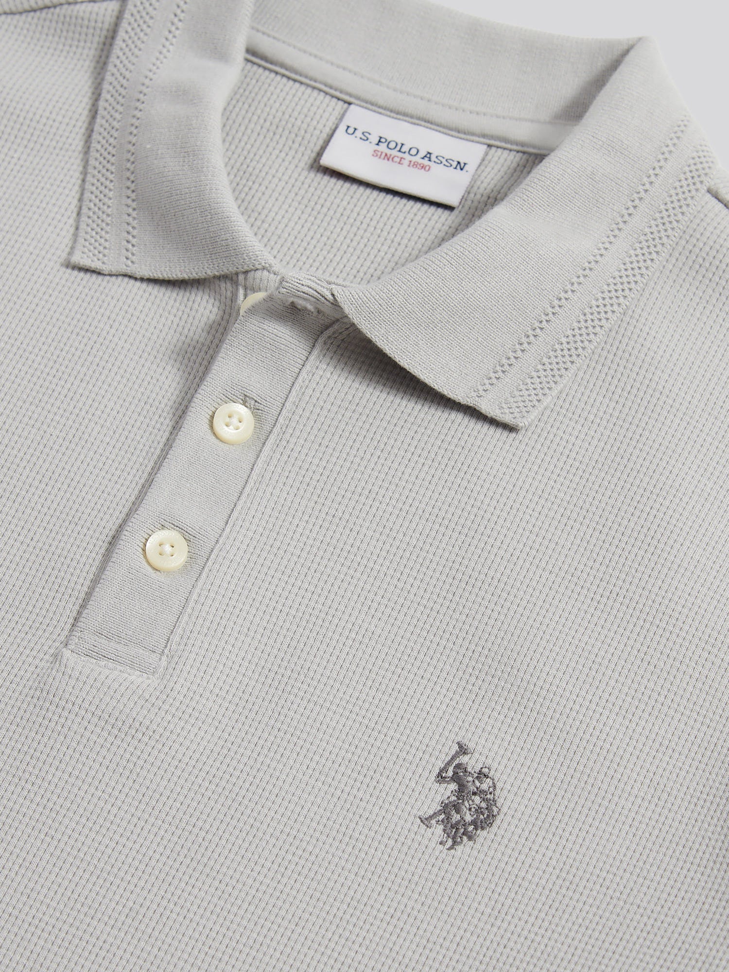 Mens Waffle Texture Polo Shirt in High Rise - Image 7