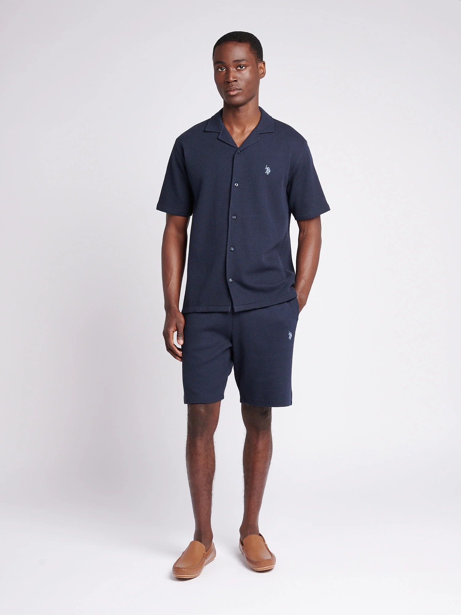 Mens Waffle Texture Short in Dark Sapphire Navy / Moonlight Blue DHM - Image 3