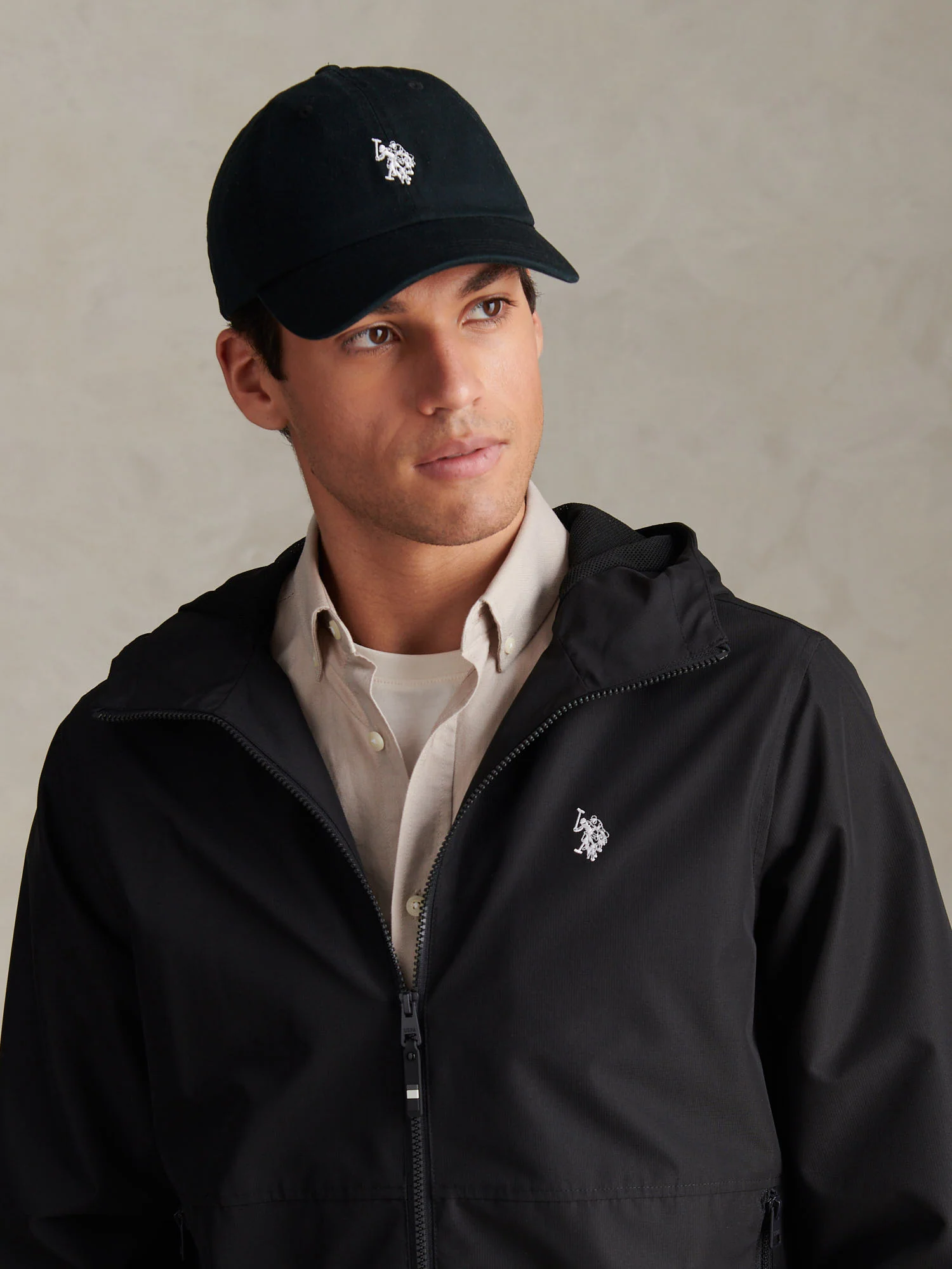 Mens Washed Casual Cap Black Bright White DHM