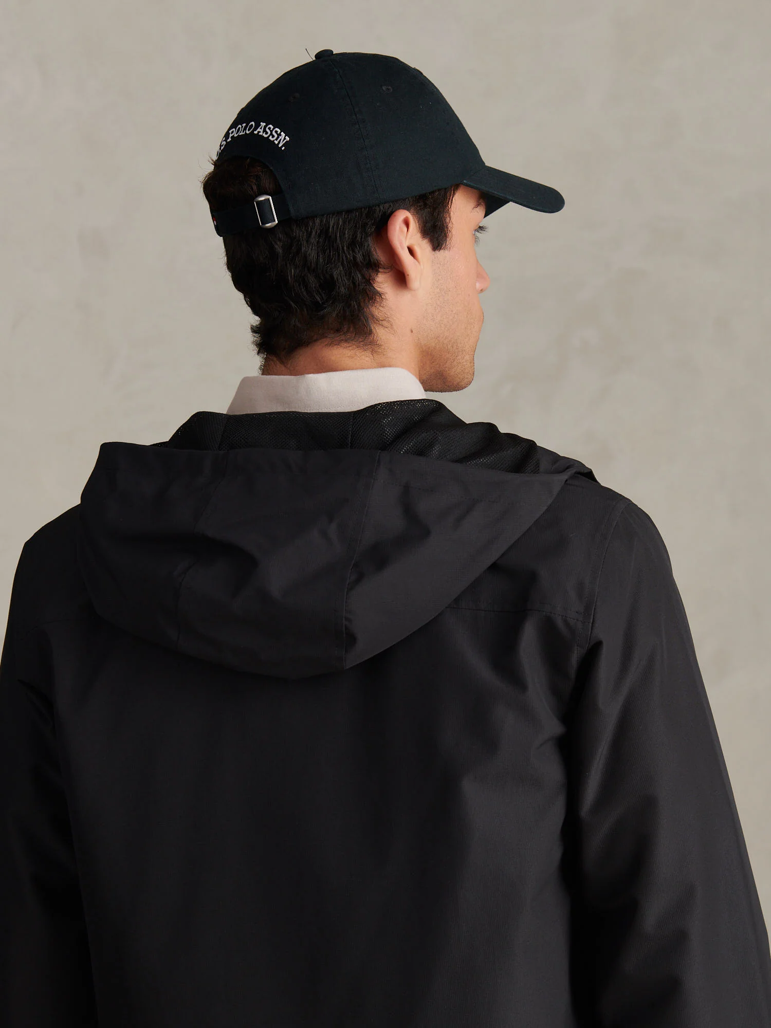 Mens Washed Casual Cap Black Bright White DHM - Image 2