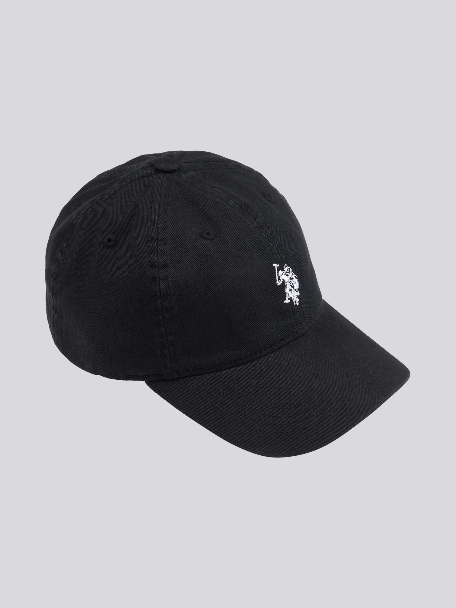 Mens Washed Casual Cap Black Bright White DHM - Image 3