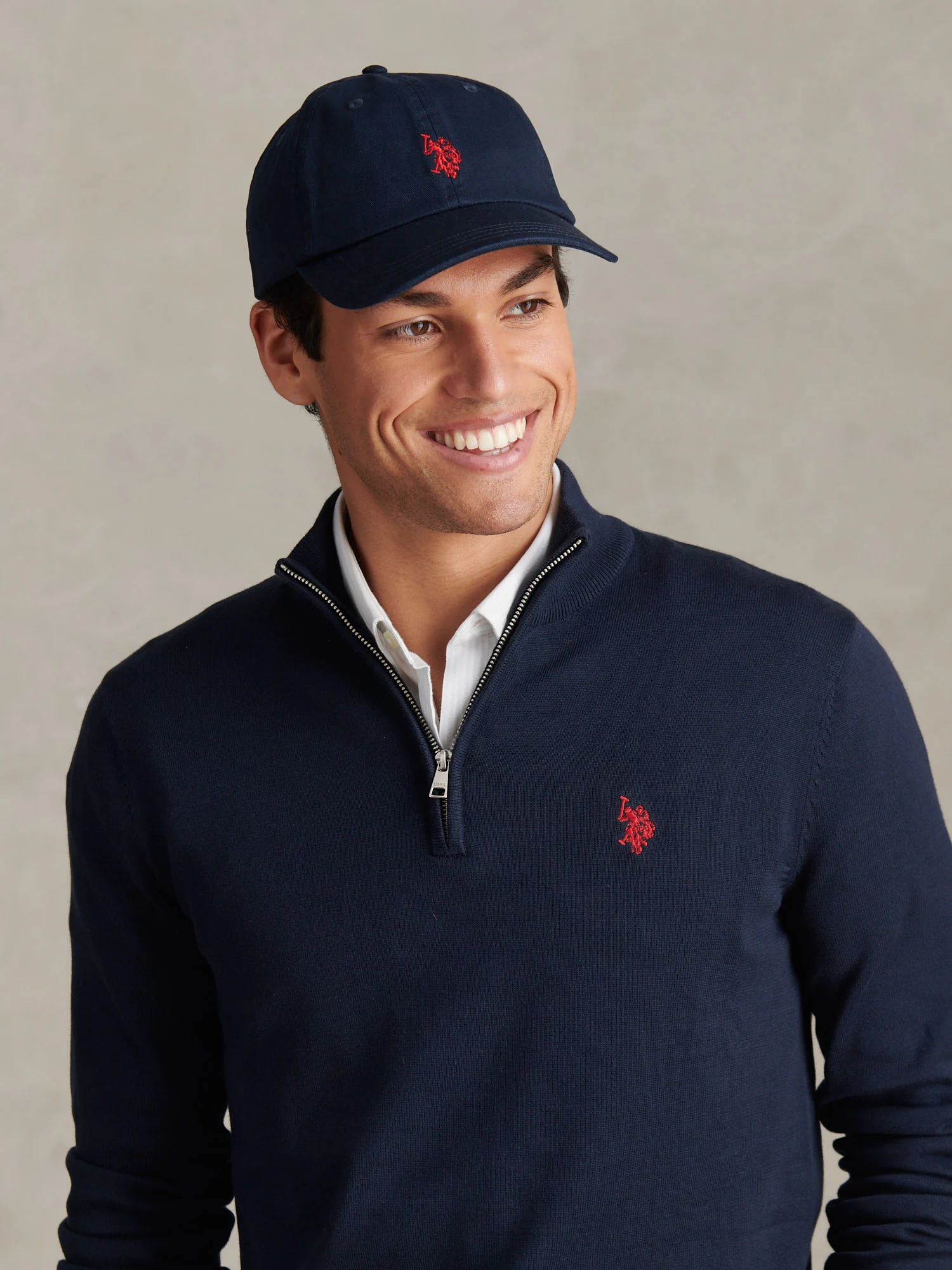 Mens Washed Casual Cap Dark Sapphire Navy / Haute Red DHM