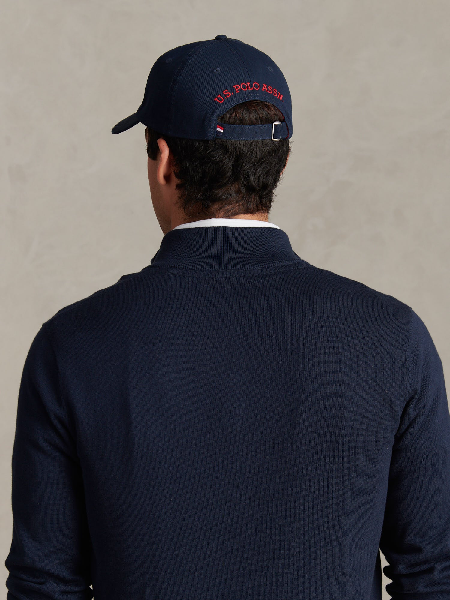 Mens Washed Casual Cap Dark Sapphire Navy / Haute Red DHM - Image 2