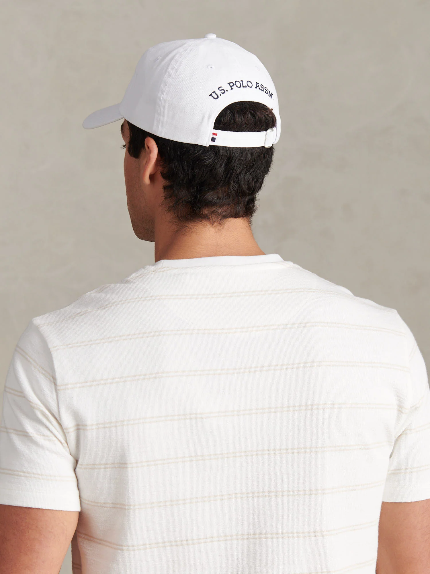 Mens Washed Casual Cap White / Dark Sapphire Navy DHM - Image 2