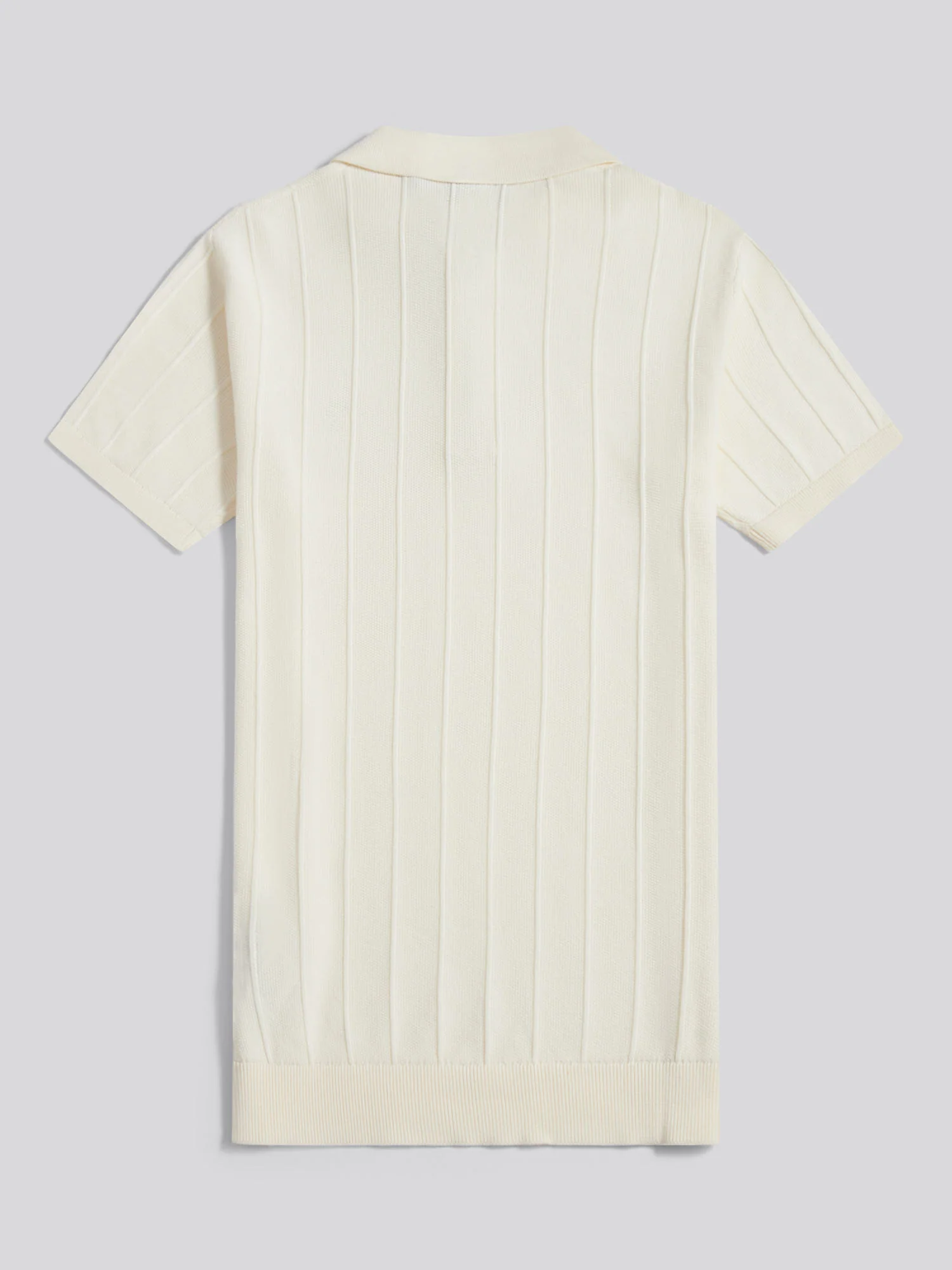 Mens Zip Knit Polo Shirt Whisper White - Image 2
