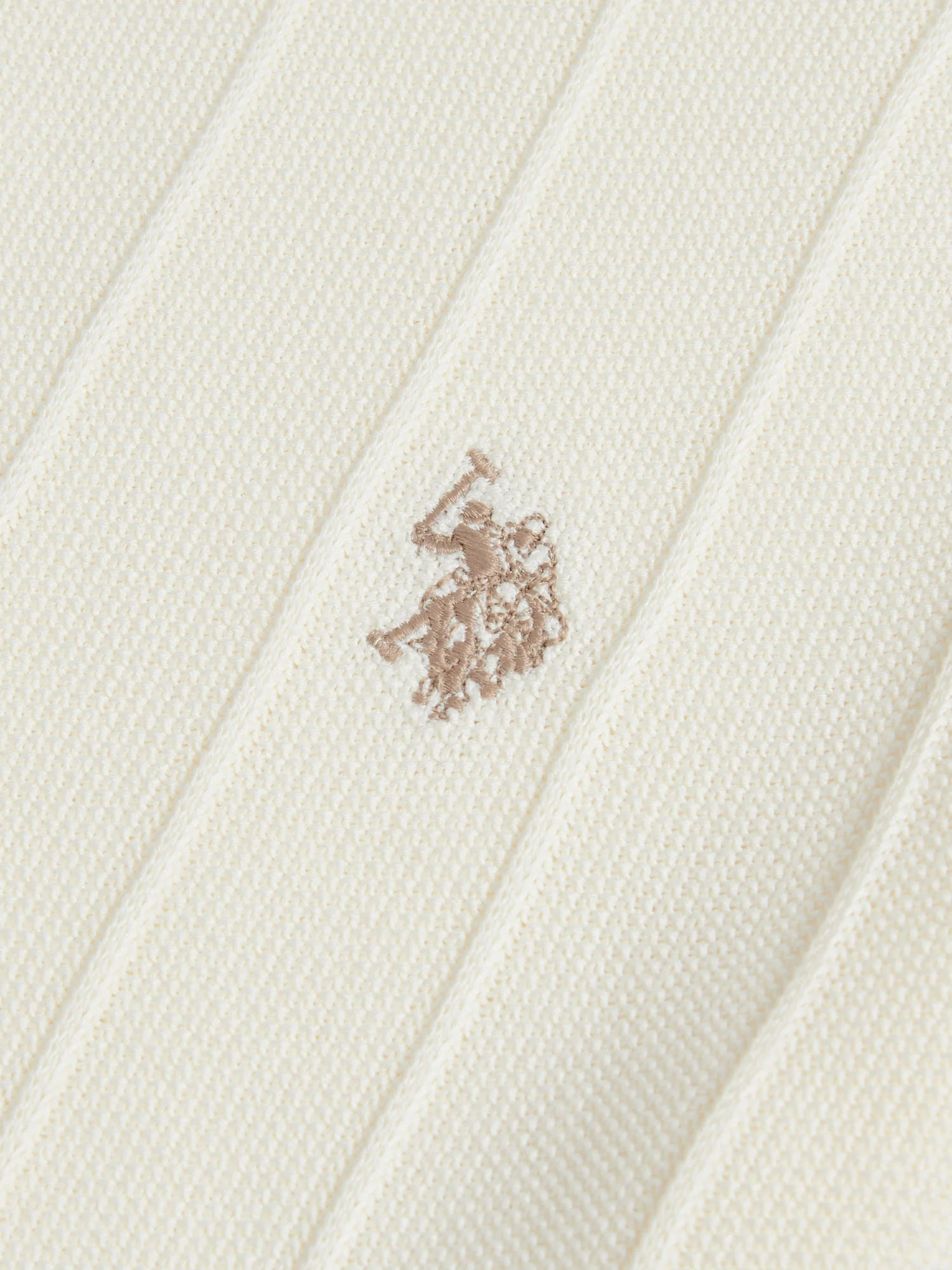 Mens Zip Knit Polo Shirt Whisper White - Image 3