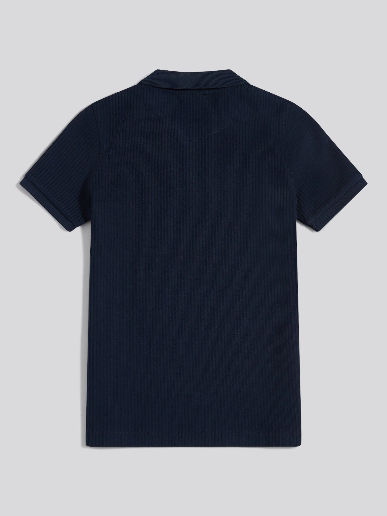 Boys Textured Open Collar Polo Shirt Dark Sapphire Navy - Image 7