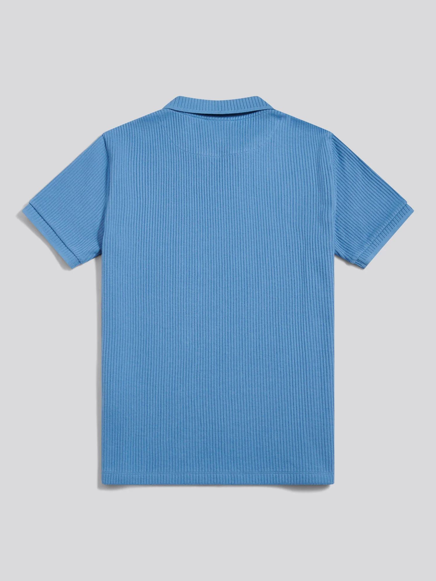 Mens Mini Vertical Texture Open Collar Polo Shirt Riviera - Image 7
