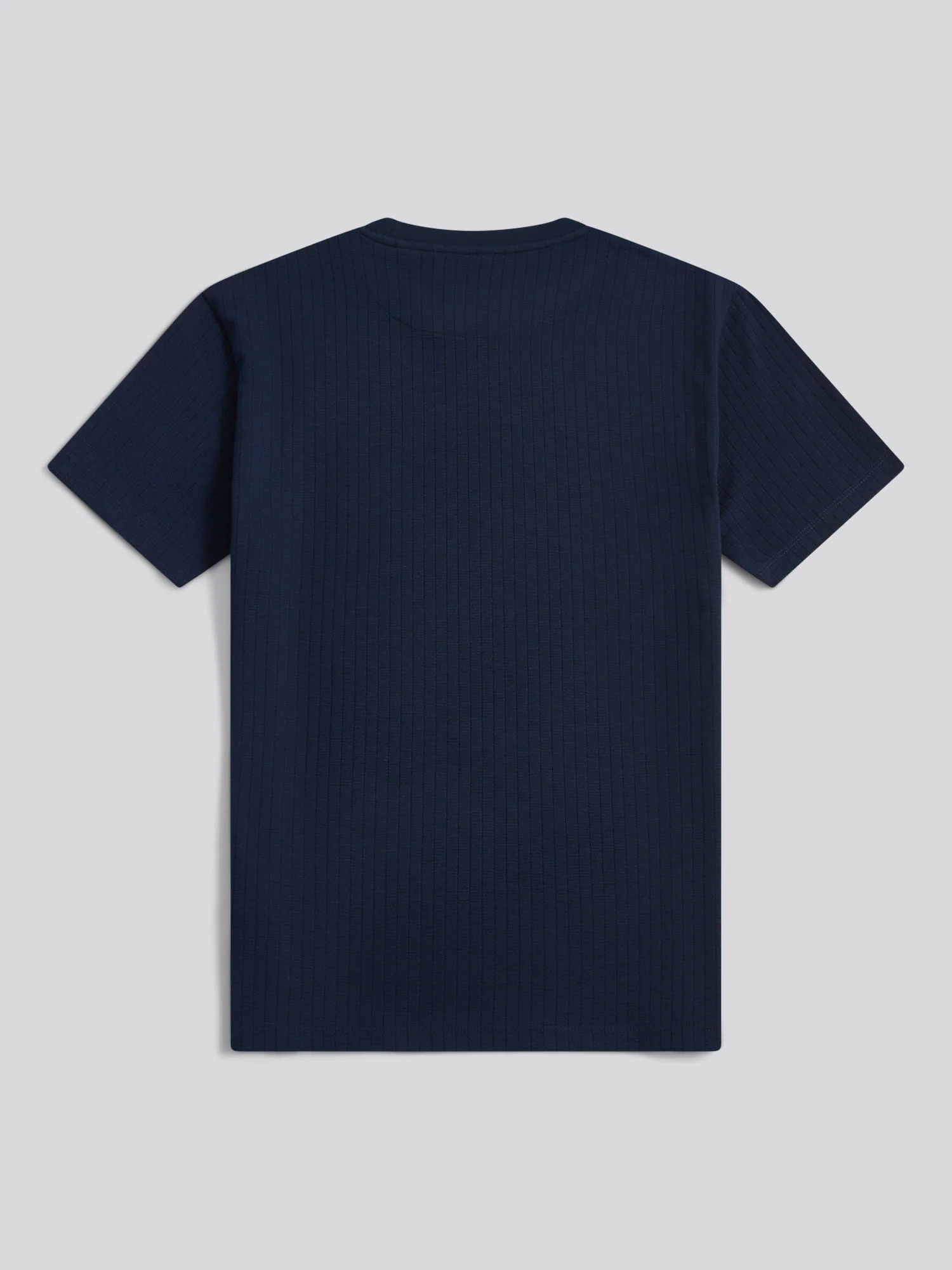 Mens Mini Waffle Stripe Textured T-Shirt Dark Sapphire Navy - Image 6