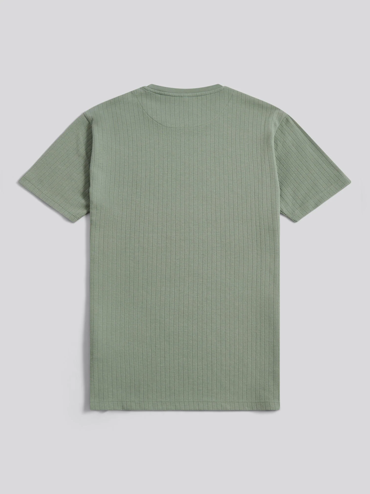 Mens Mini Waffle Stripe Textured T-Shirt Sea Spray - Image 6