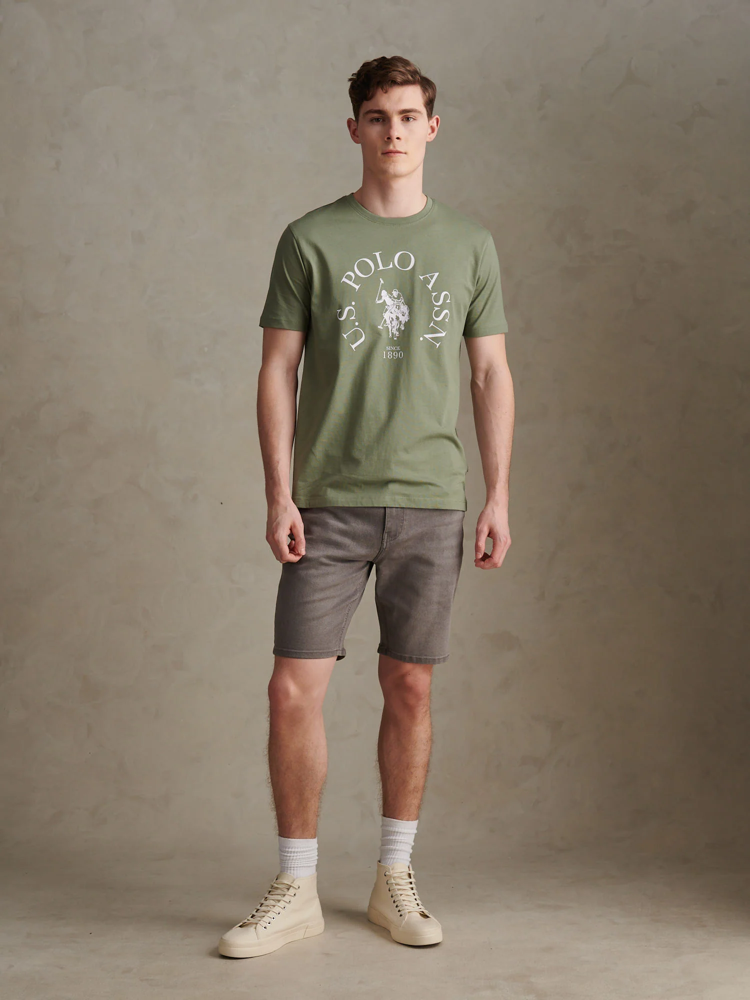 Mens Minimal Circle Print T-Shirt Sea Spray - Image 3