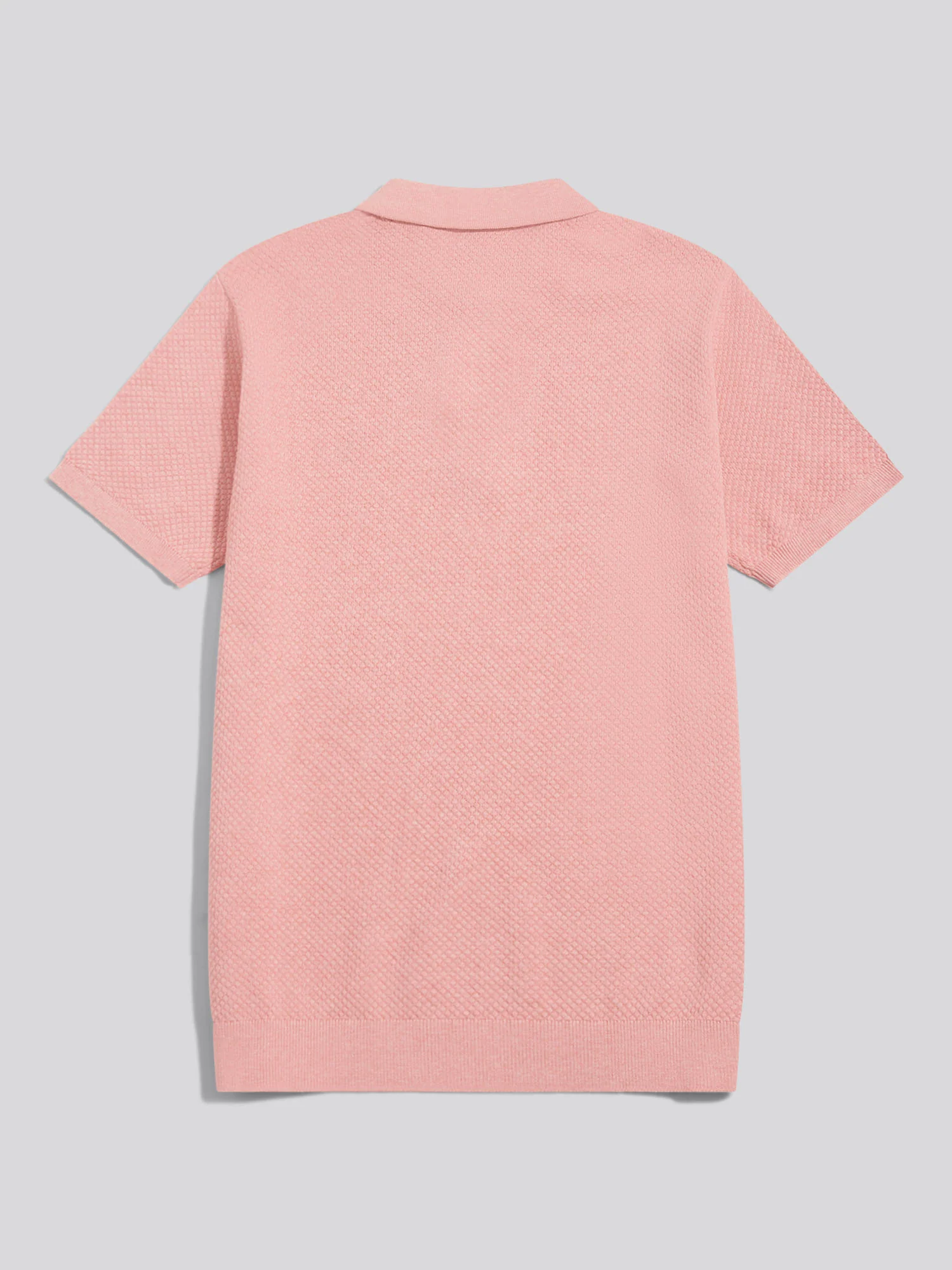Mens Moss Stitch Knit Polo Shirt Mauveglow Marl - Image 6