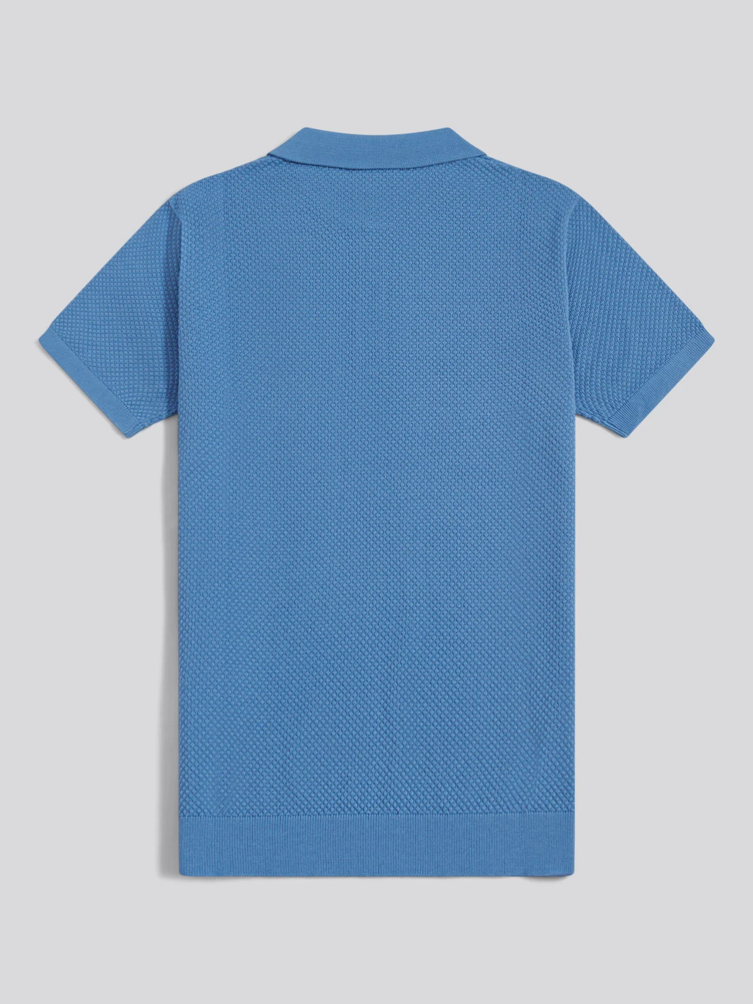 Mens Moss Stitch Knit Polo Shirt Riviera - Image 2