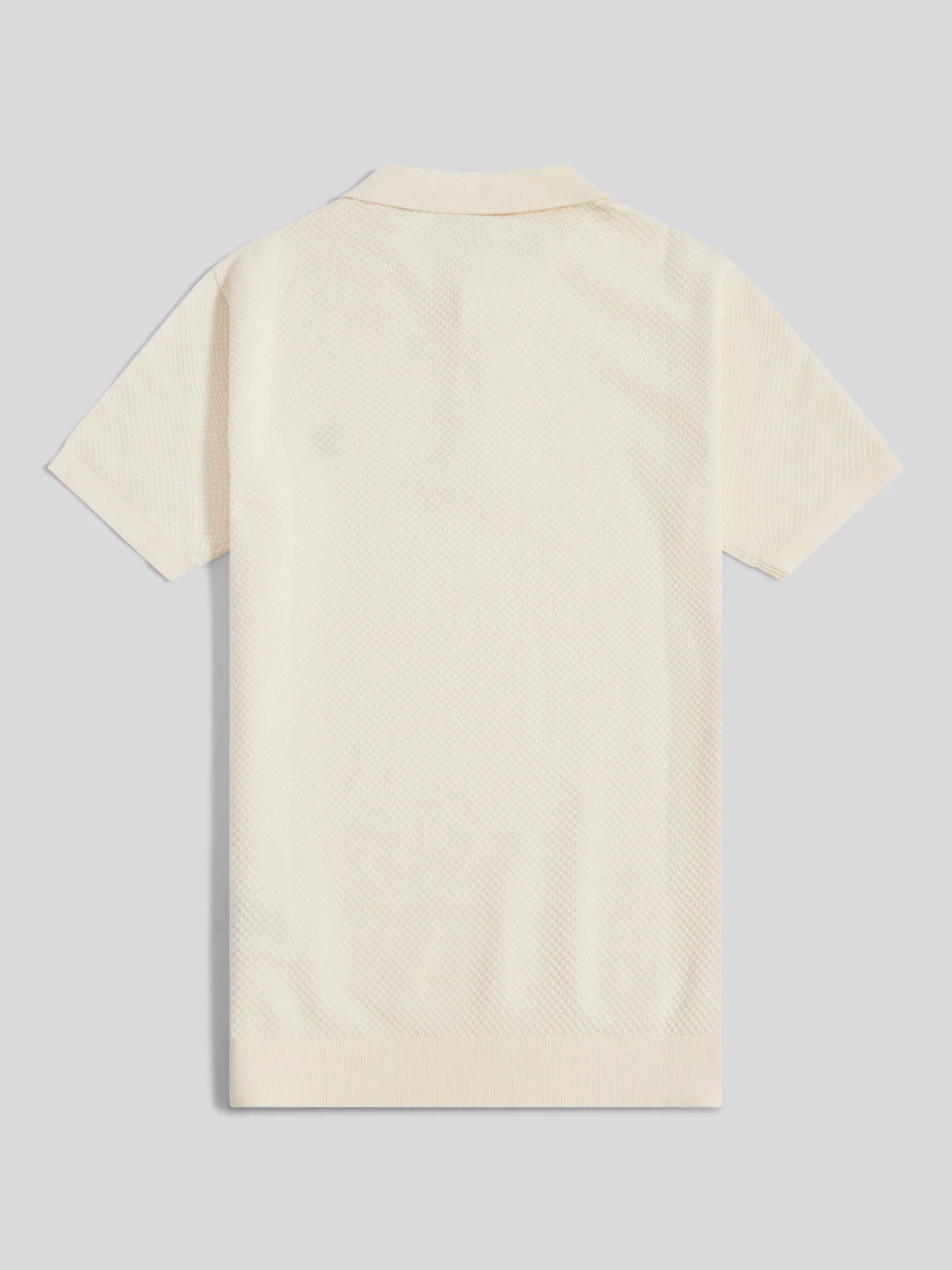 Mens Moss Stitch Knit Polo Shirt Whisper White - Image 2