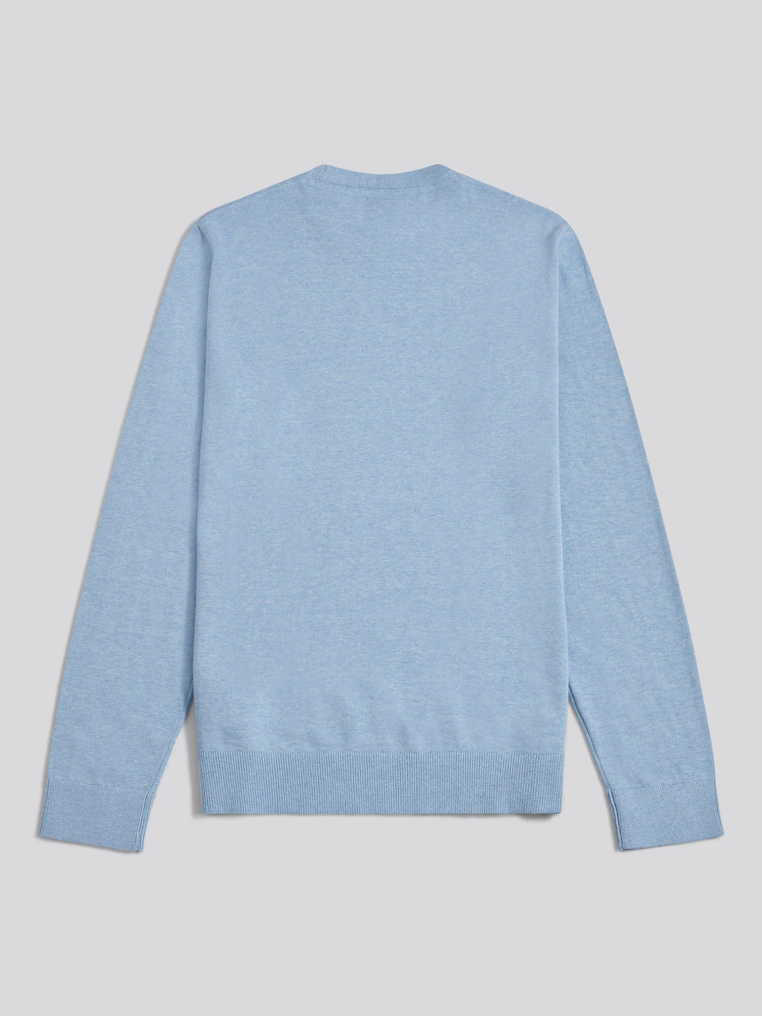 Mens Double Horsemen Cotton Knit Crew Jumper Parisian Blue Marl - Image 6