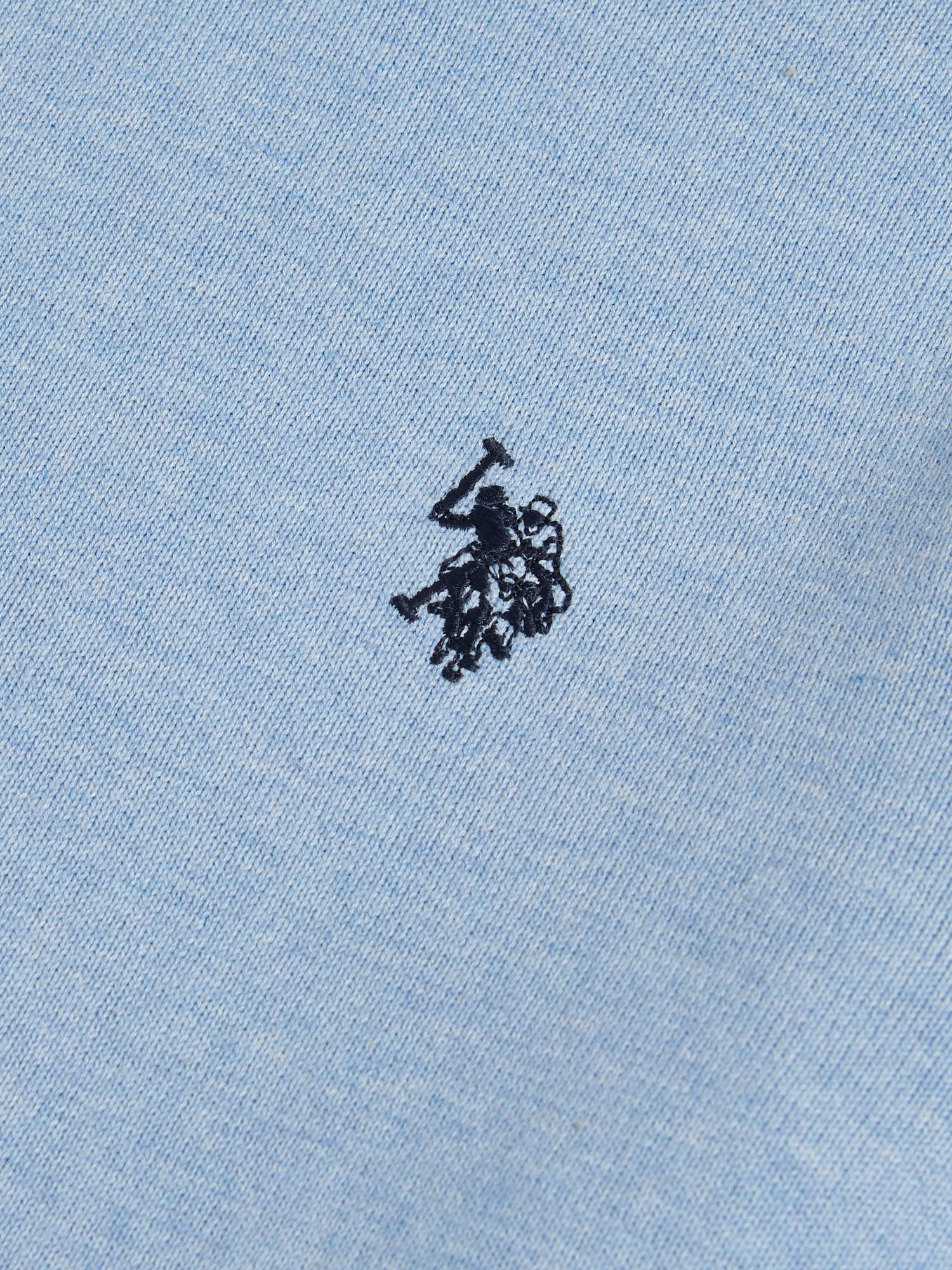 Mens Double Horsemen Cotton Knit Crew Jumper Parisian Blue Marl - Image 7
