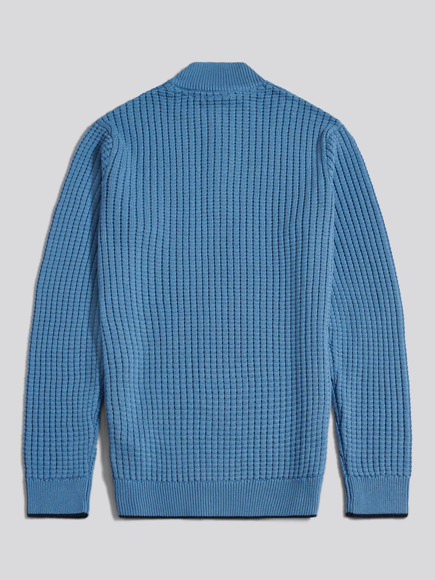Mens Open Knit Quarter Zip Funnel Jumper Riviera - Image 7