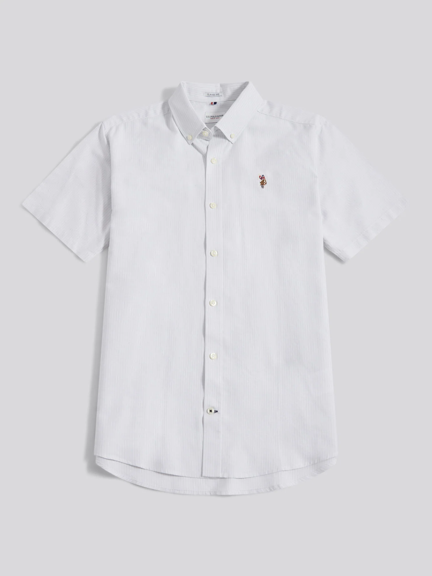 Mens Oxford Stripe Short Sleeve Shirt Ice Blue - Image 5