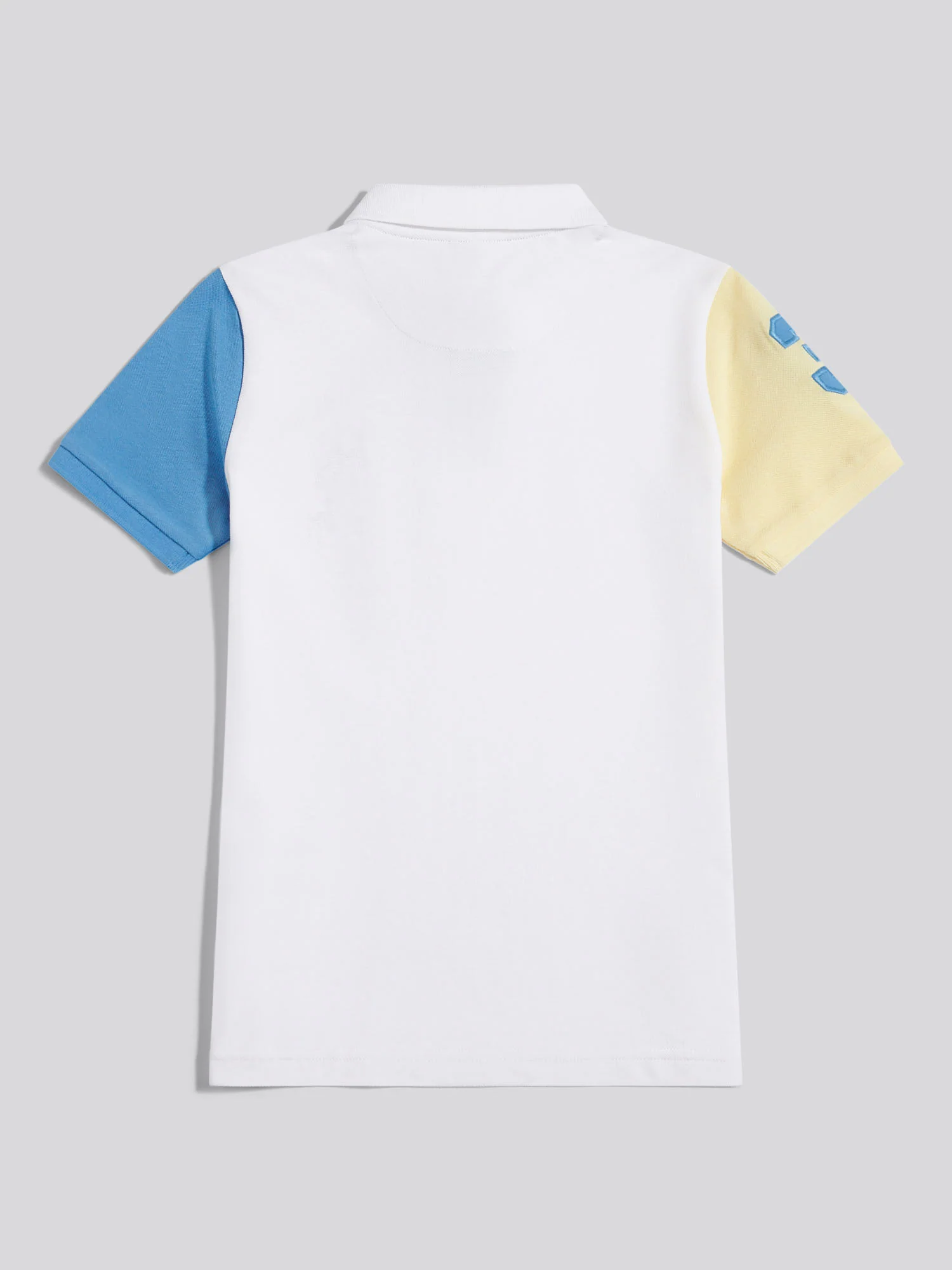 Boys Player 3 Colour Block Pique Polo Shirt Bright White - Image 7