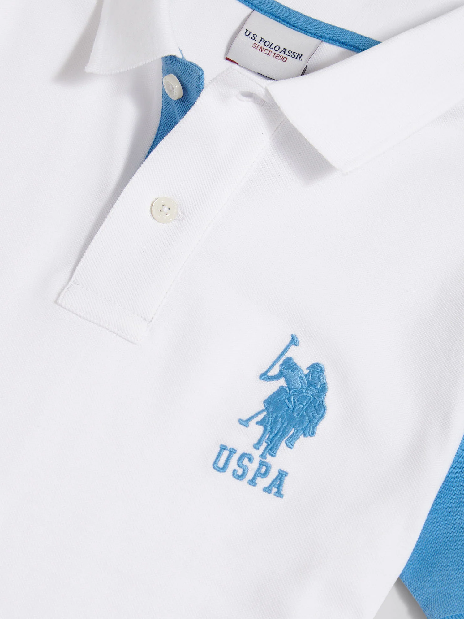 Boys Player 3 Colour Block Pique Polo Shirt Bright White - Image 8