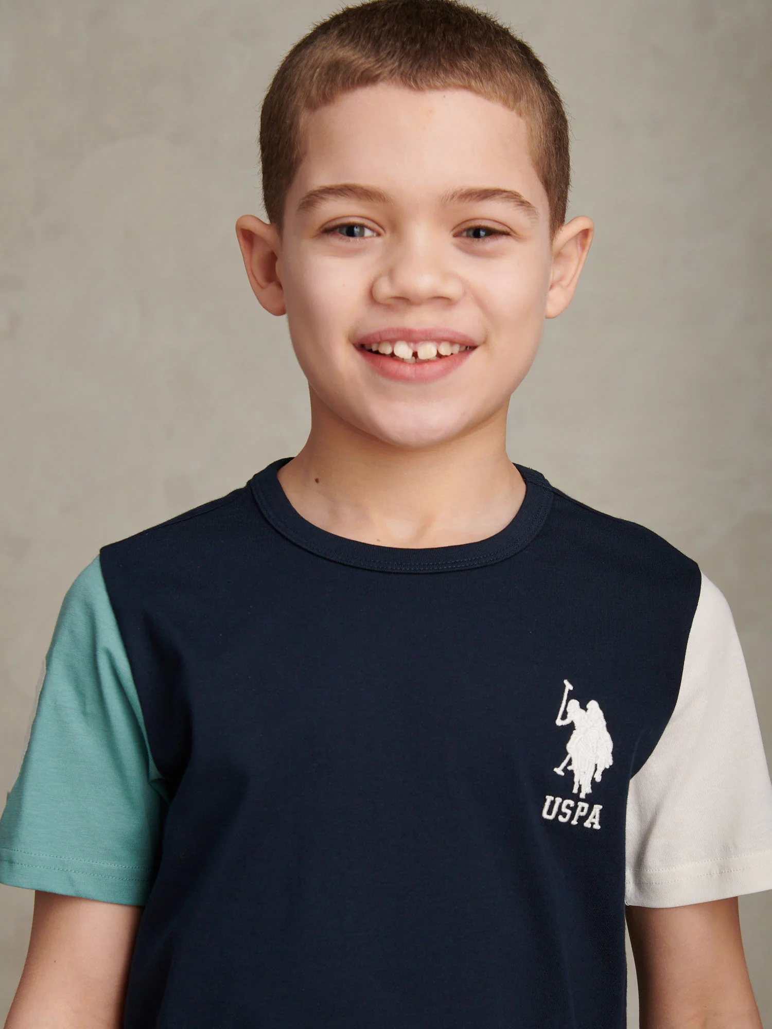 Boys Player 3 Colour Block T-Shirt Dark Sapphire Navy - Image 2