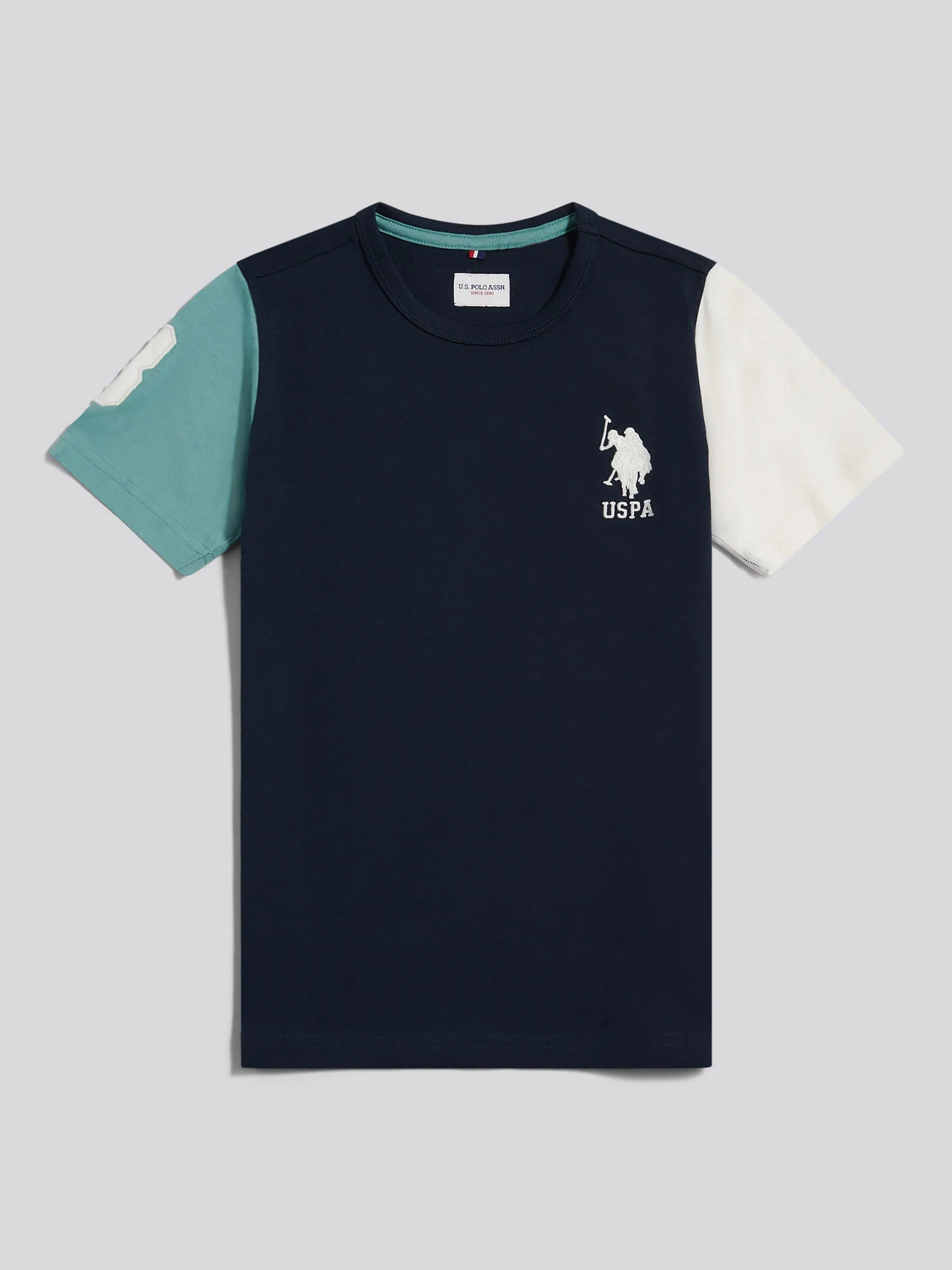Boys Player 3 Colour Block T-Shirt Dark Sapphire Navy - Image 7
